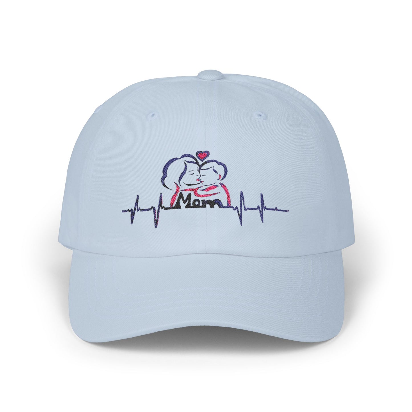 Embroidered Mom Heartbeat Classic Dad Cap | Gift for Parents, Casual Wear, Mom Gift, Family Hat, Trendy Accessory