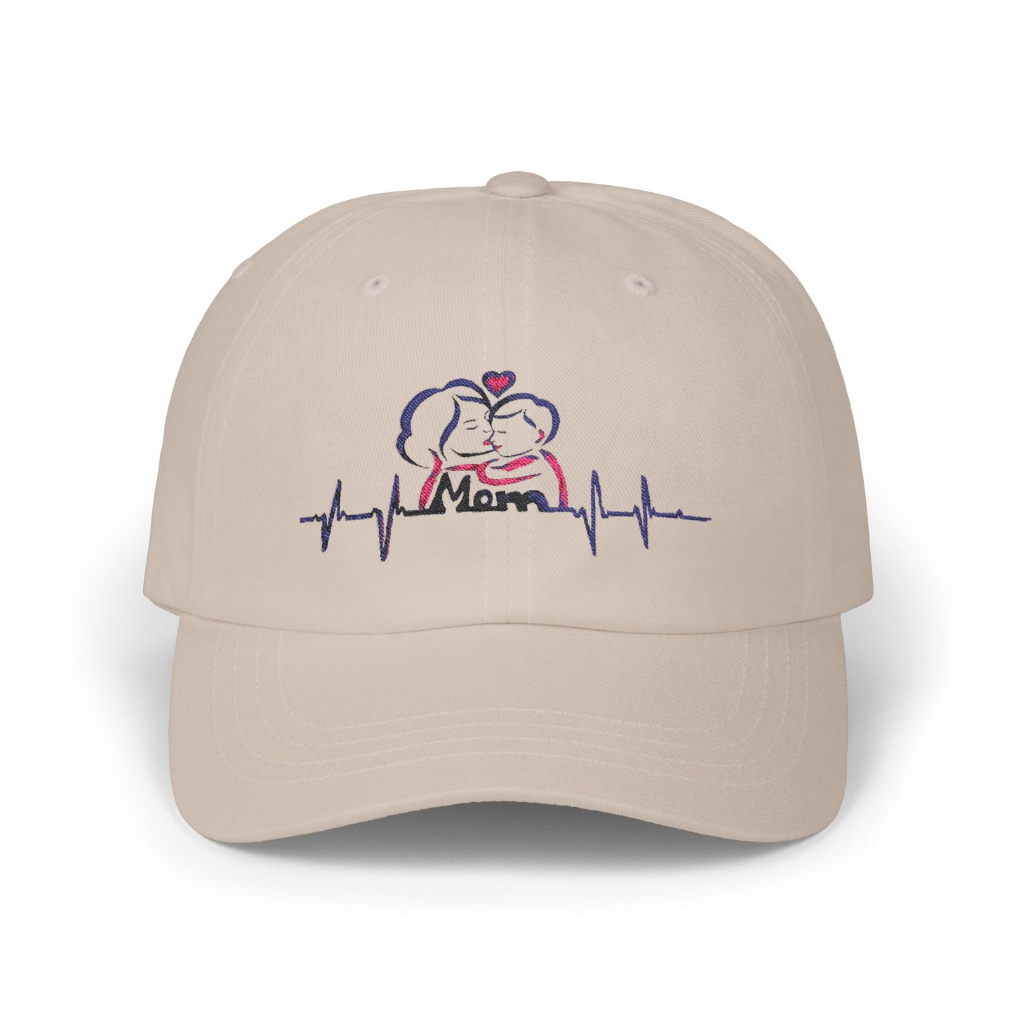 Embroidered Mom Heartbeat Classic Dad Cap | Gift for Parents, Casual Wear, Mom Gift, Family Hat, Trendy Accessory