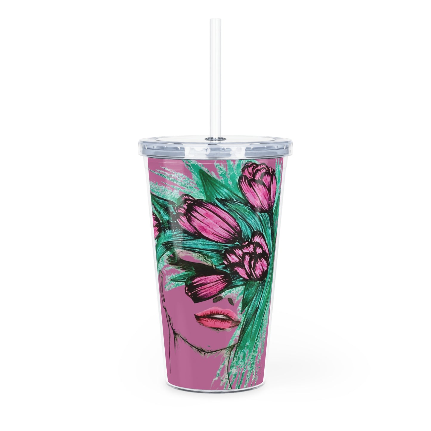 Plastic Tumbler with Straw