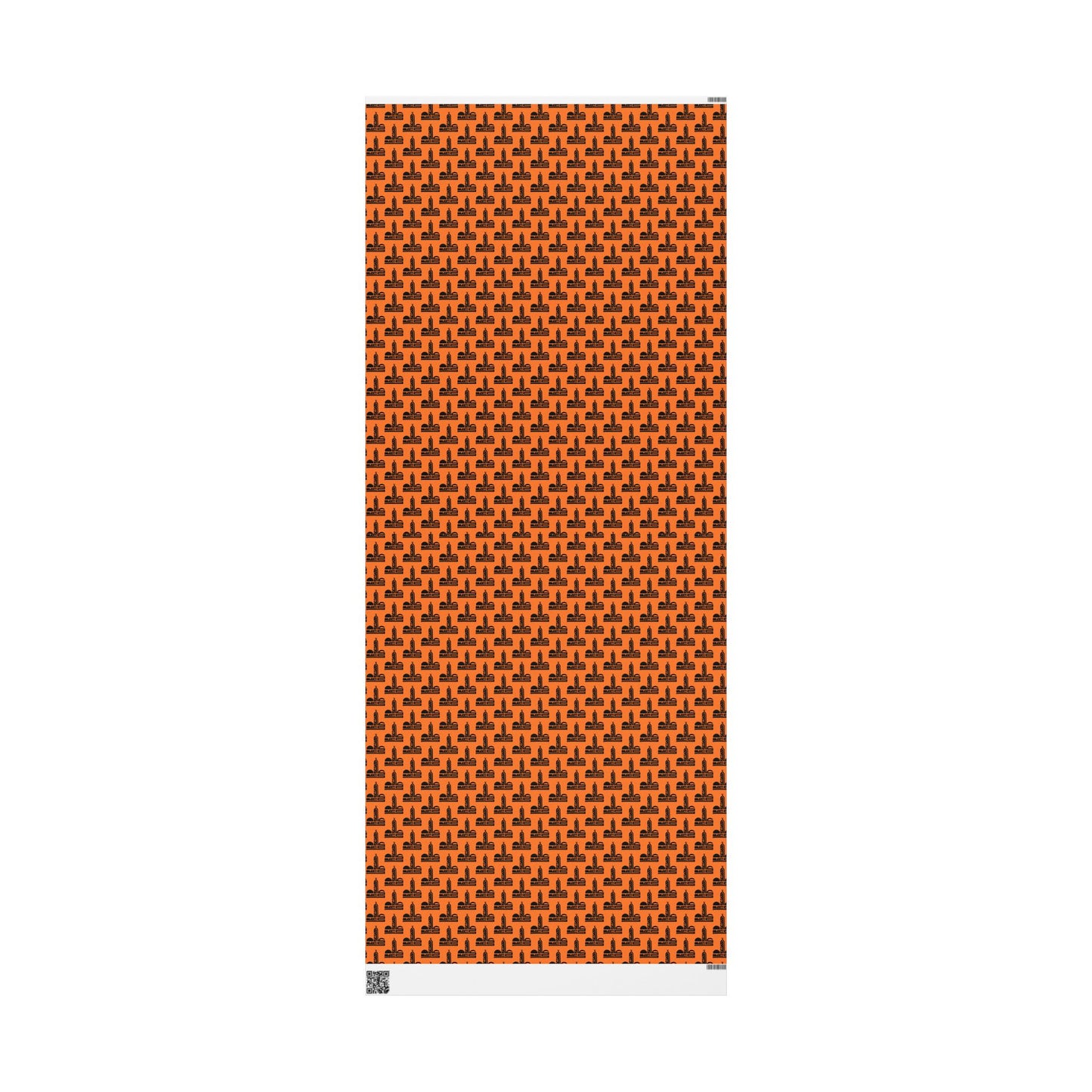 Festive Halloween Wrapping Paper | Orange Design with Black Symbols