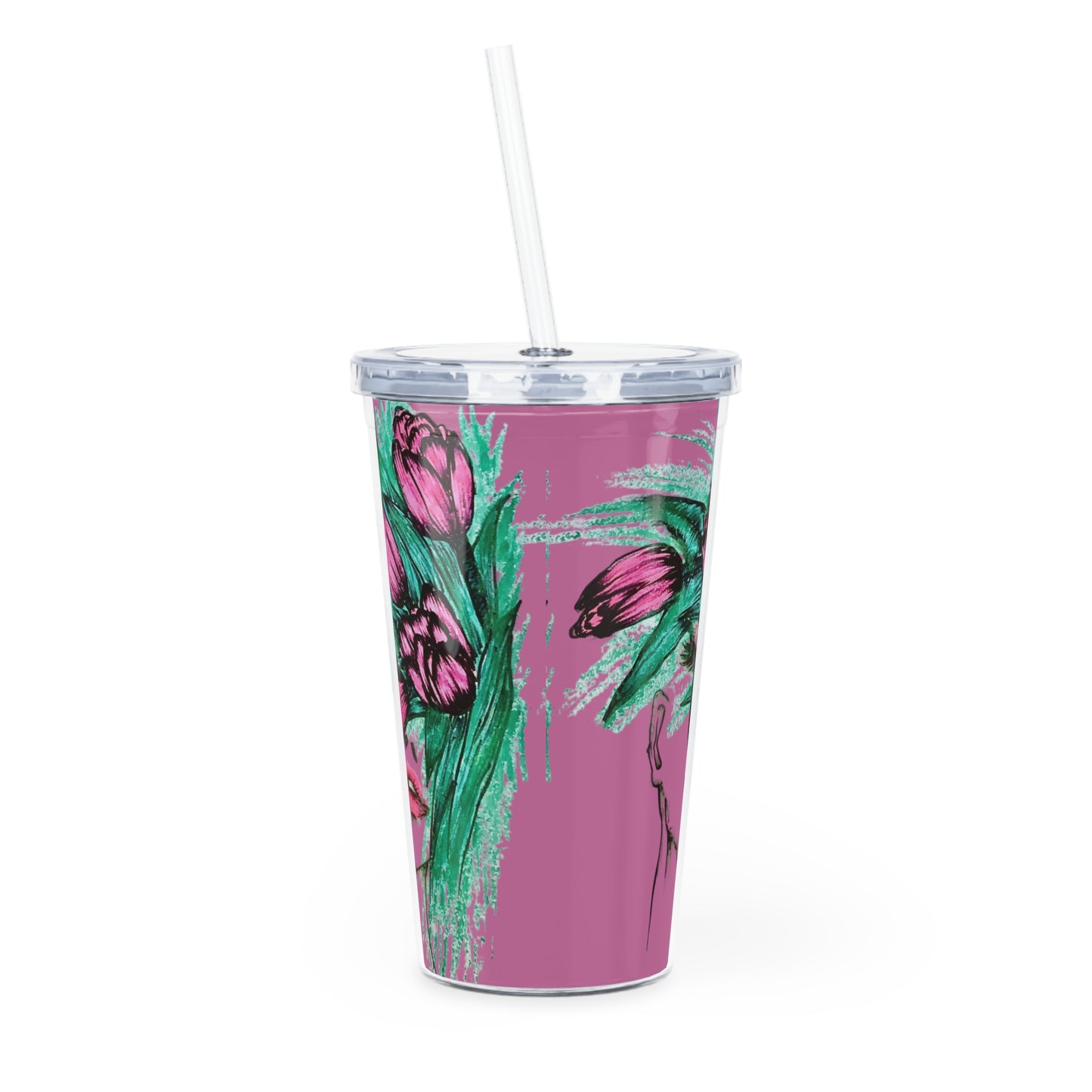 Plastic Tumbler with Straw