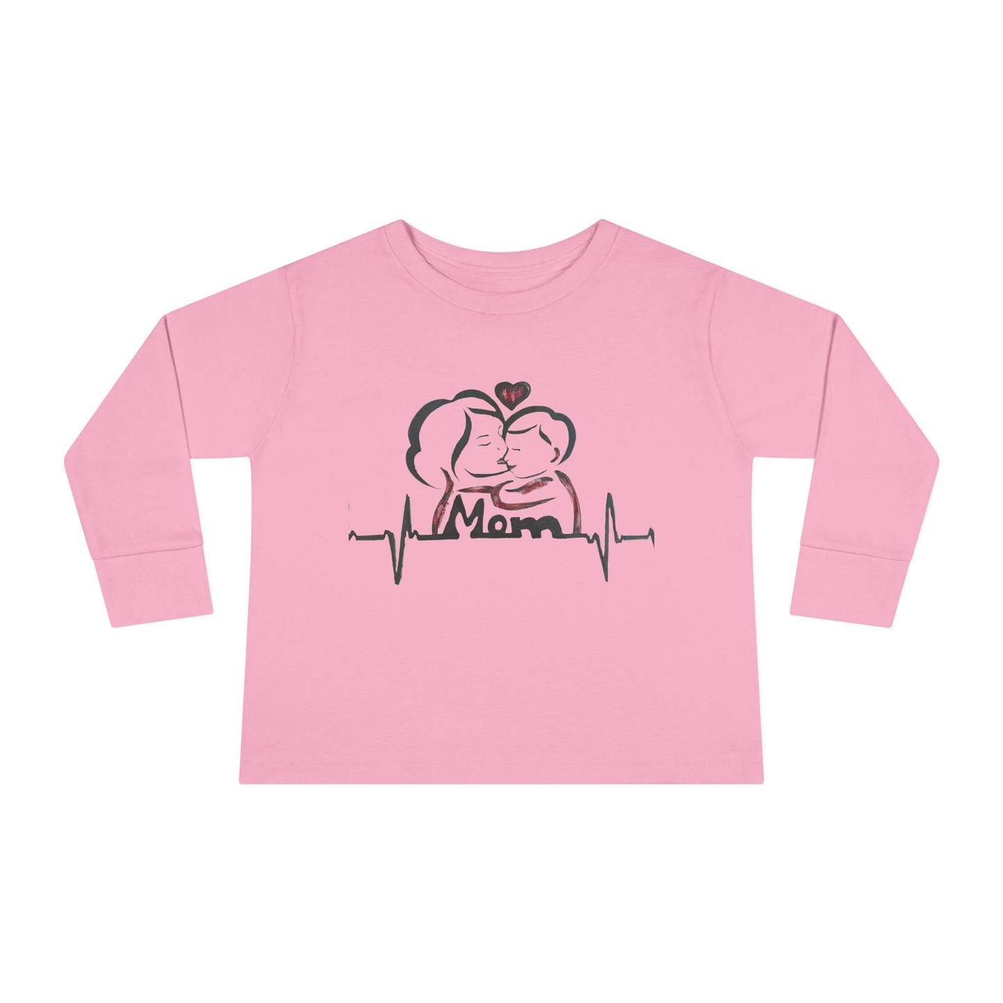 Mommy's Little Heartbeat Toddler Long Sleeve Tee, Cute Kids Shirt, Gifts for Moms, Family Matching Outfit, Baby Shower Gift, Everyday Wear