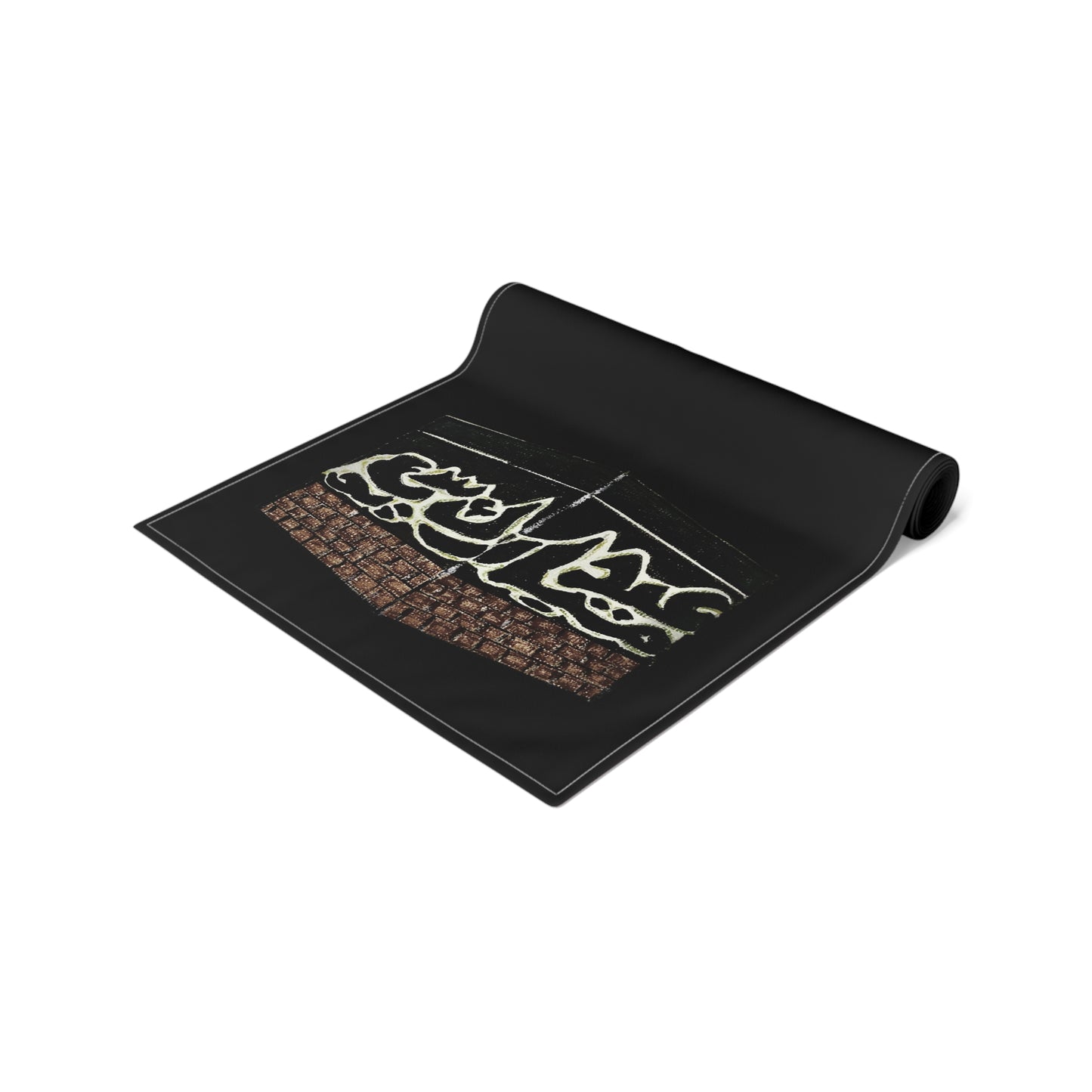 Elegant Islamic Table Runner for Home Decor - Black with Kaaba Design