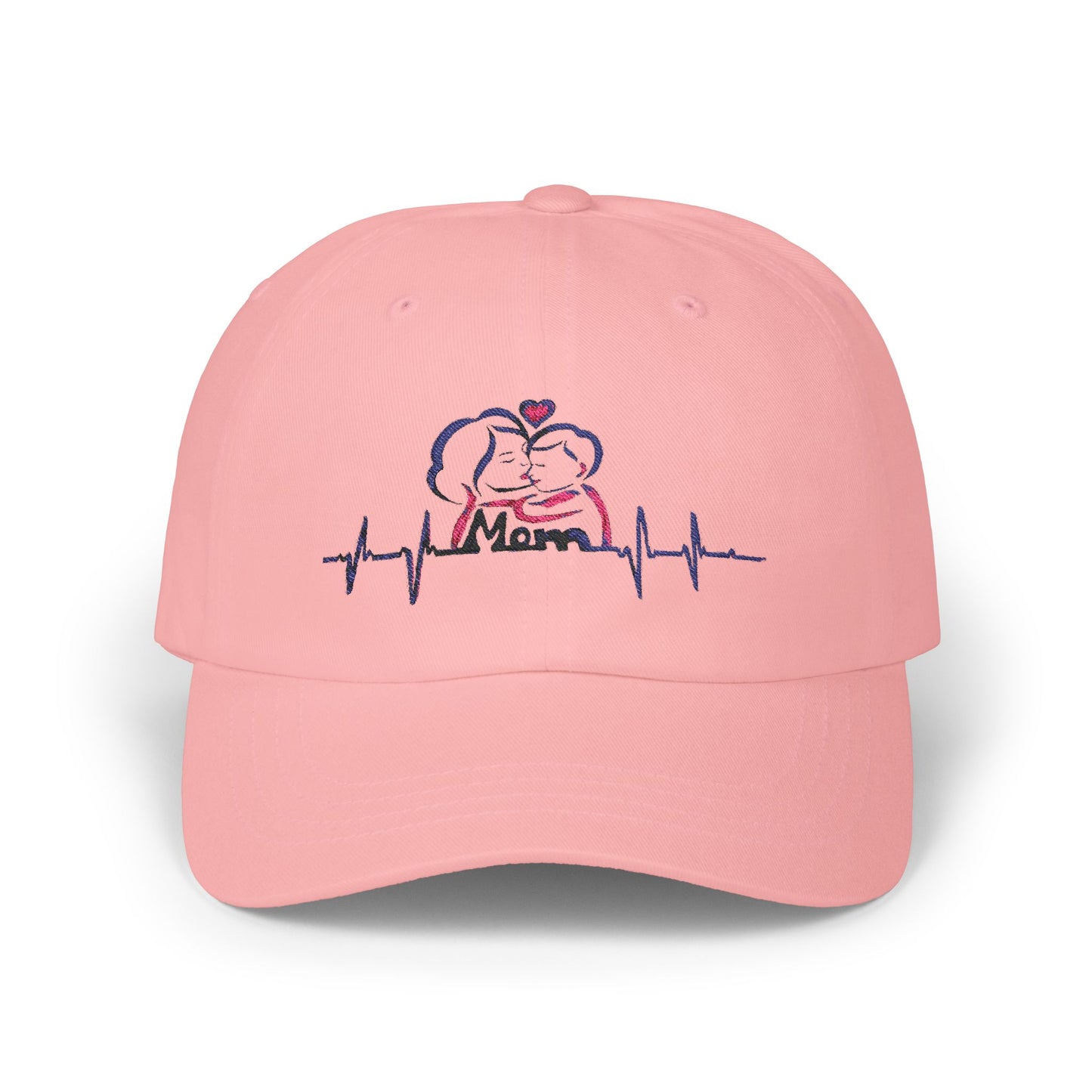 Embroidered Mom Heartbeat Classic Dad Cap | Gift for Parents, Casual Wear, Mom Gift, Family Hat, Trendy Accessory