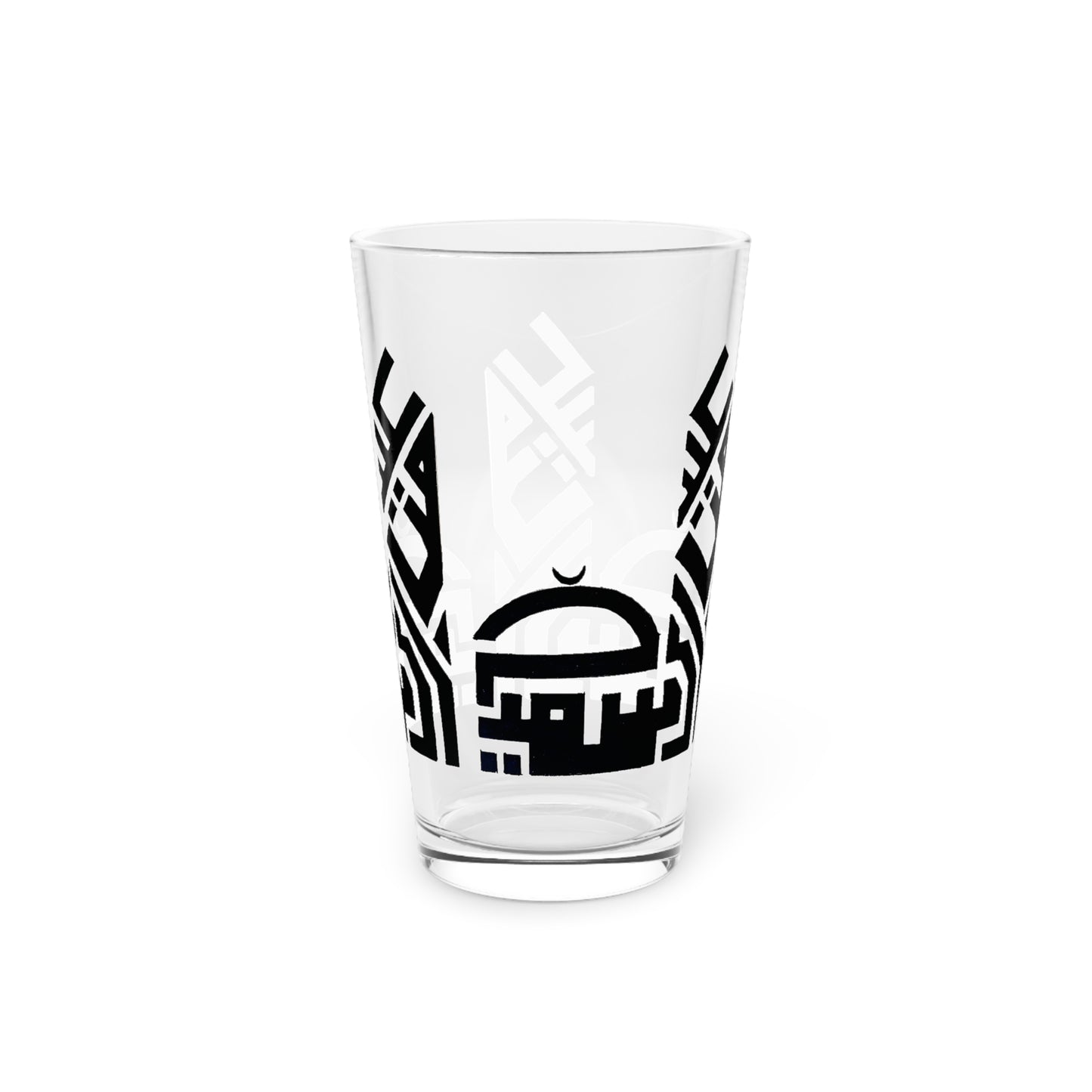 Cultural Art Pint Glass - 16oz Black Design for Home & Parties