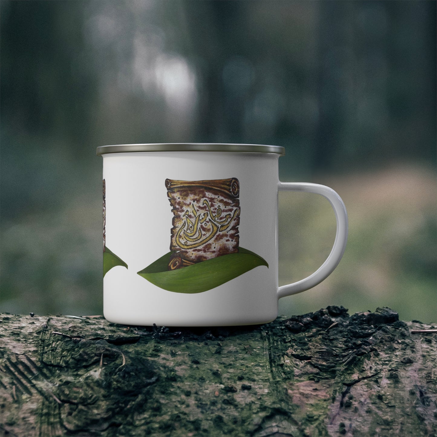 Enamel Mug — Arabic Calligraphy Scroll Camping Cup