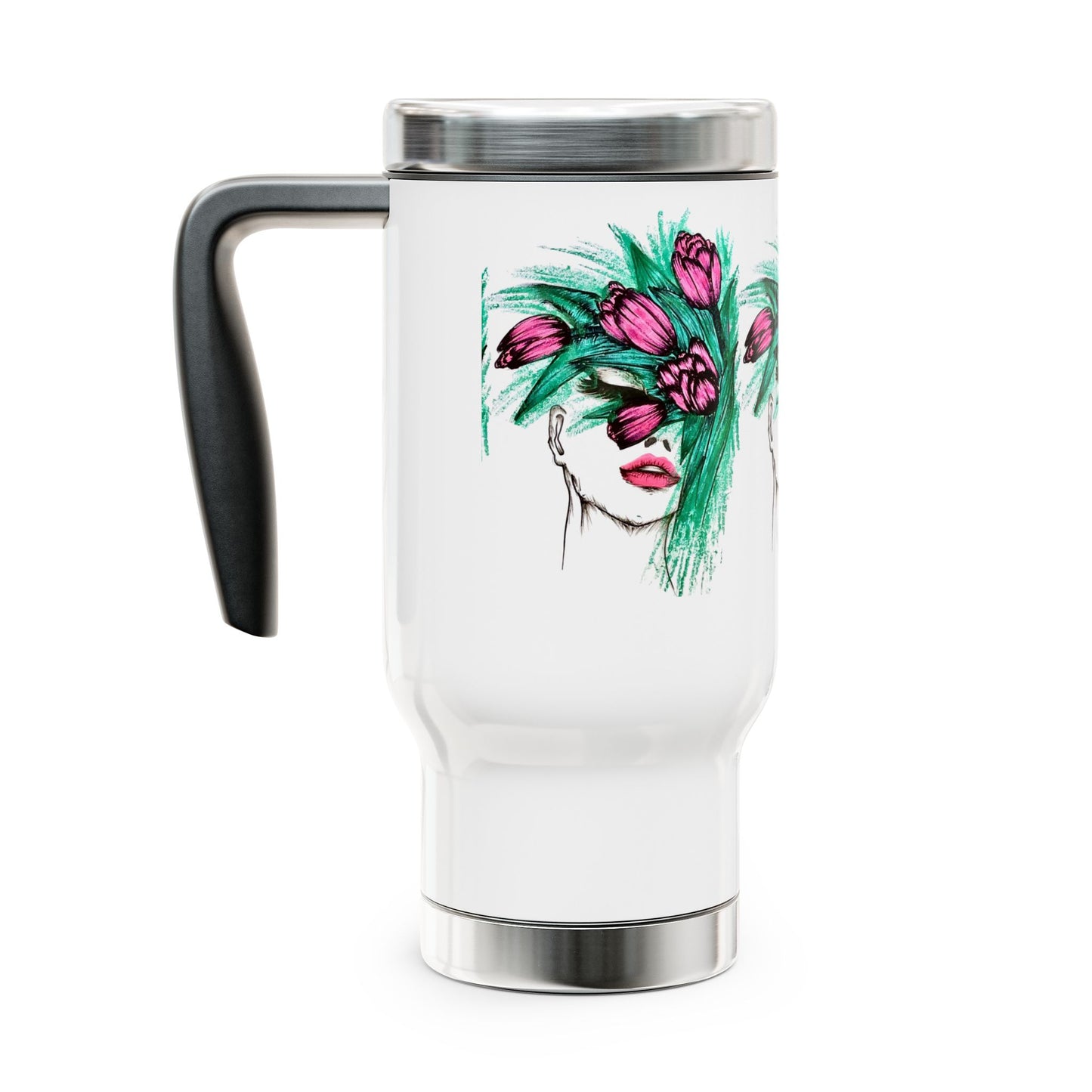 Stainless Steel Travel Mug with Handle, 14oz