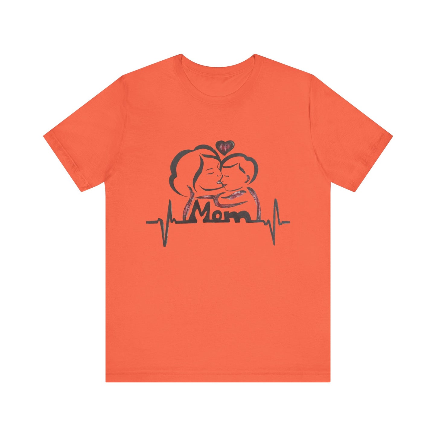 Heartfelt Mom Jersey Tee, Gift for Mother's Day, Family Love Shirt, Soft Casual Wear, Heartbeat Design