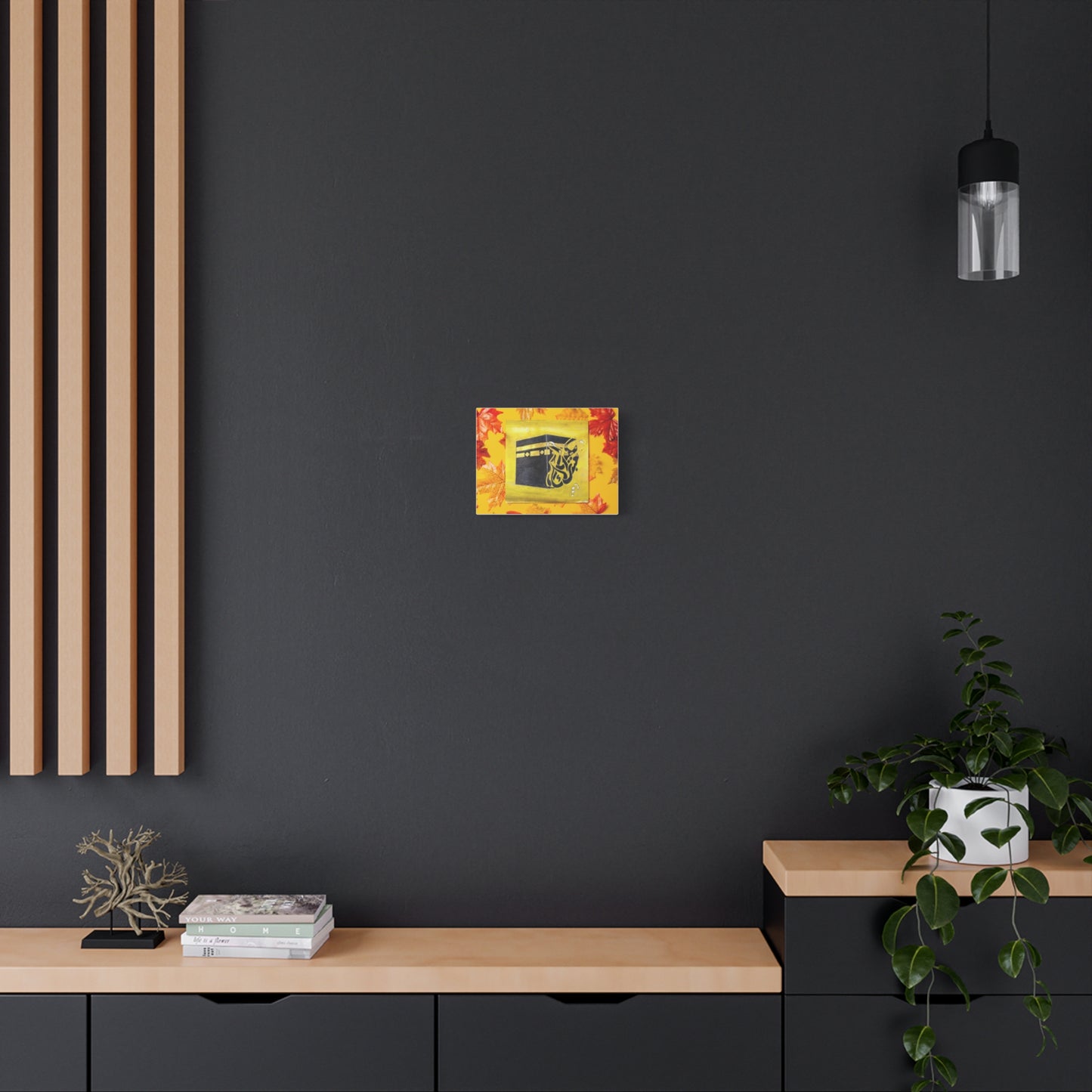Islamic Kaaba Canvas Wall Art — Autumn Leaves Stretched Matte Print