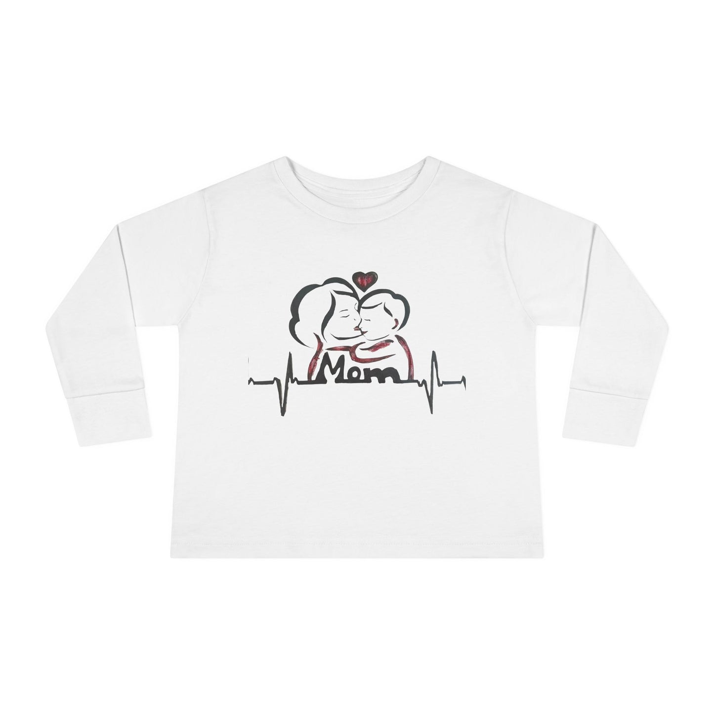 Mommy's Little Heartbeat Toddler Long Sleeve Tee, Cute Kids Shirt, Gifts for Moms, Family Matching Outfit, Baby Shower Gift, Everyday Wear