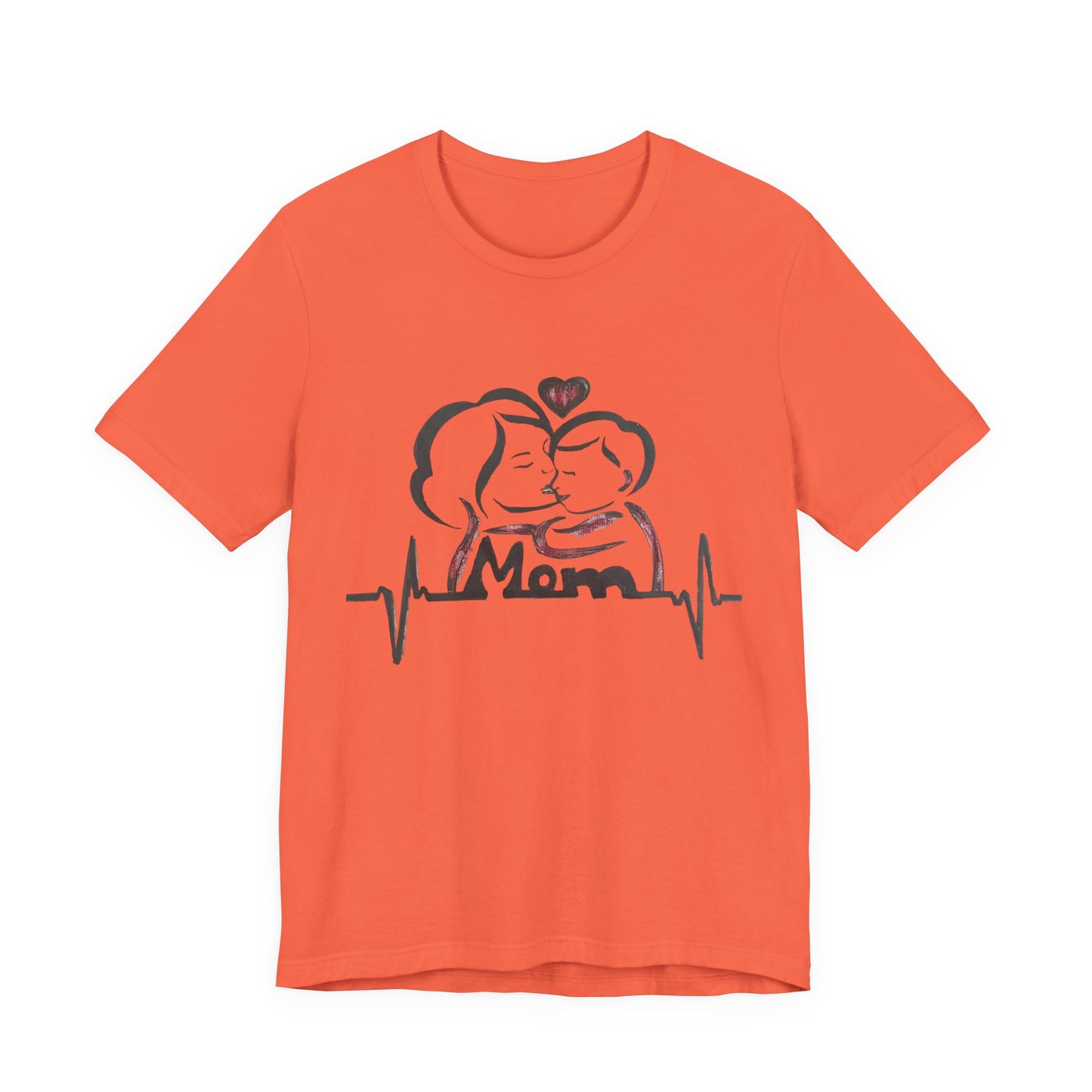 Heartfelt Mom Jersey Tee, Gift for Mother's Day, Family Love Shirt, Soft Casual Wear, Heartbeat Design