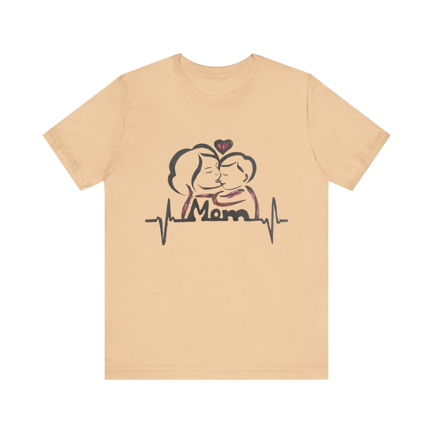 Heartfelt Mom Jersey Tee, Gift for Mother's Day, Family Love Shirt, Soft Casual Wear, Heartbeat Design