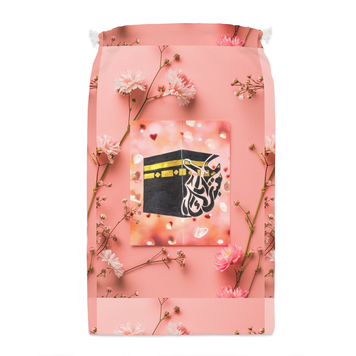 Prayer Kaaba Drawstring Bag — Floral Ramadan Hajj Gift Sack