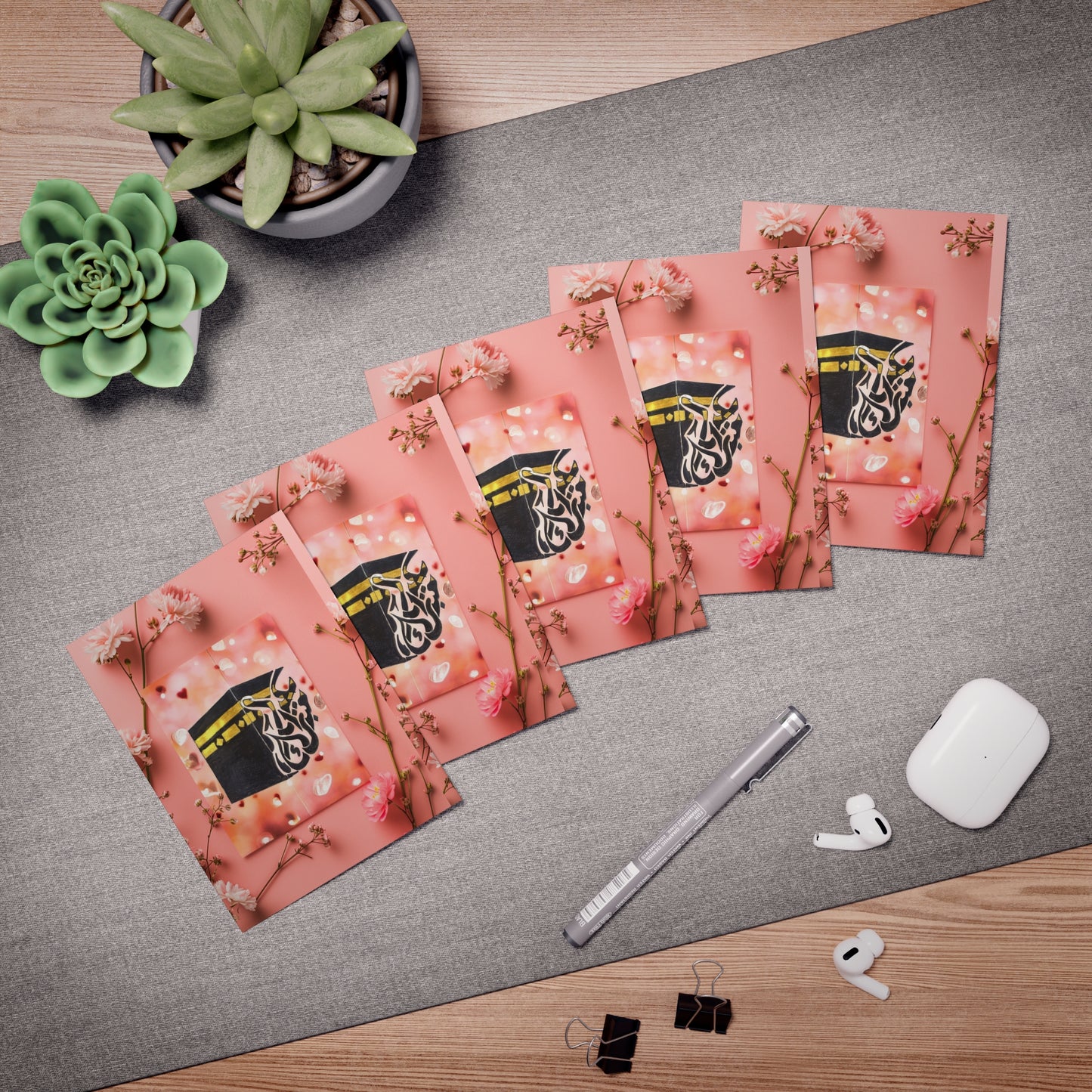 Floral Kaaba Greeting Cards — 5-Pack Multi-Design Ramadan & Eid Note Cards