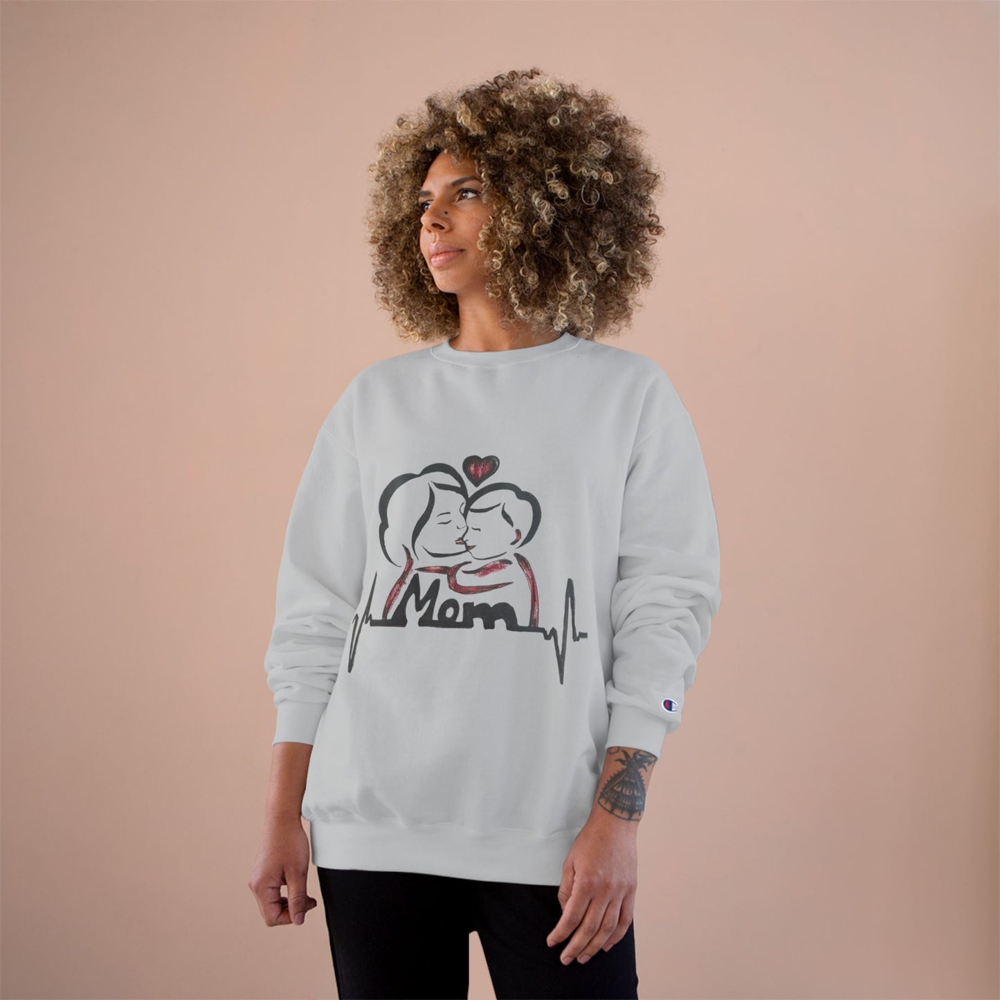 Mom Love Sweatshirt - Perfect Gift for Moms, Cozy Crewneck, Valentines, Mother's Day, Heartbeat Design