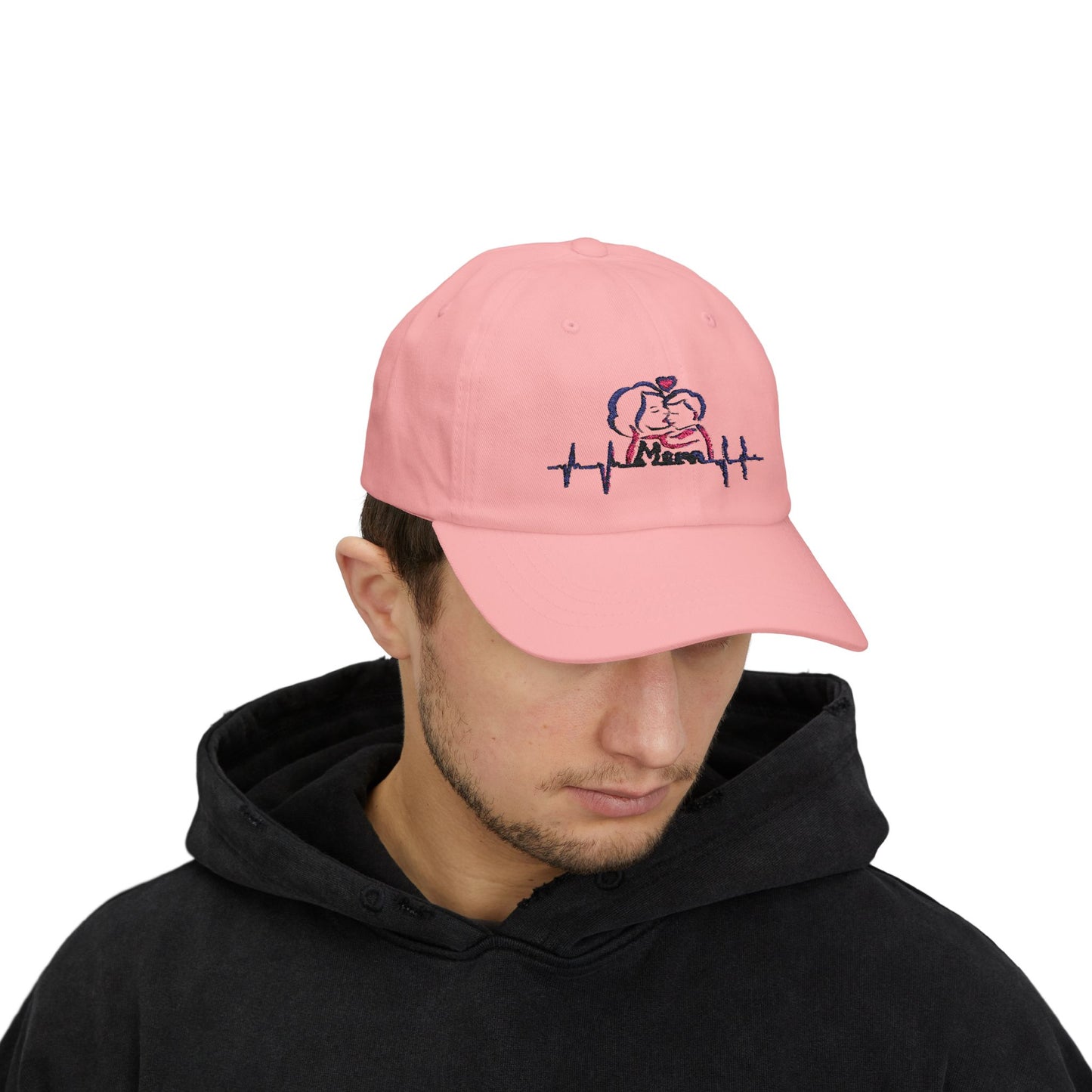 Embroidered Mom Heartbeat Classic Dad Cap | Gift for Parents, Casual Wear, Mom Gift, Family Hat, Trendy Accessory