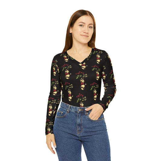 Women's Long Sleeve V-neck Shirt (AOP)