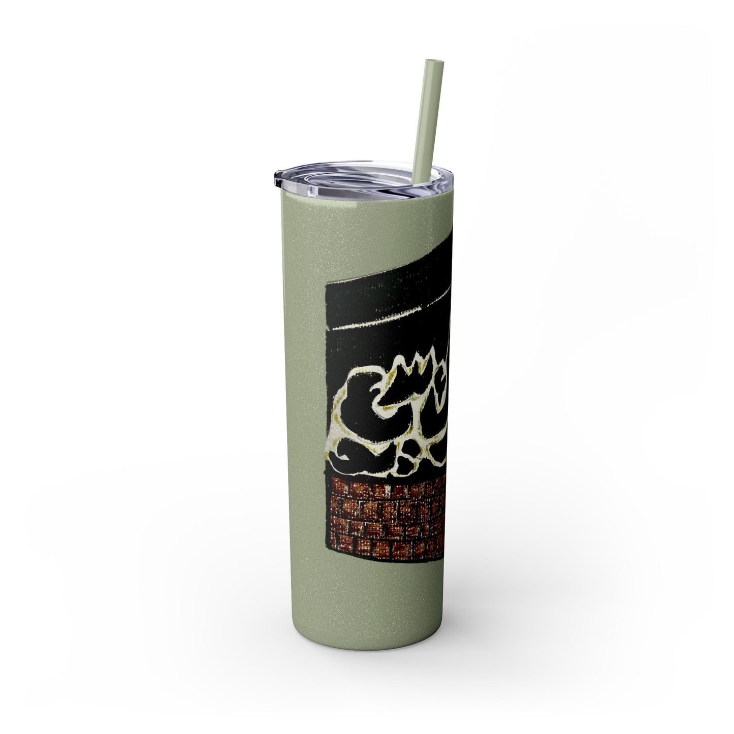 Islamic Skinny Tumbler with Straw - 20oz, Elegant Calligraphy Design