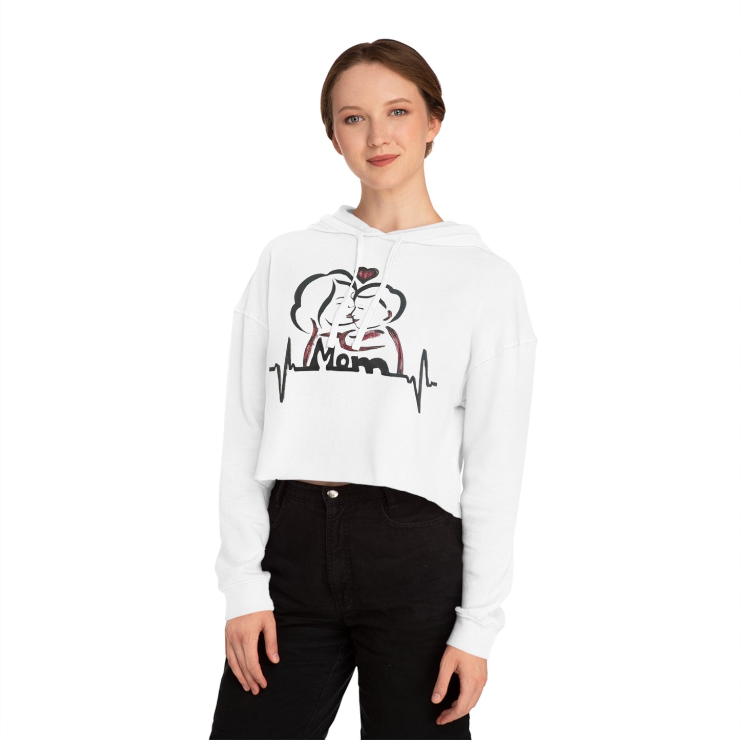 Mommy & Me Cropped Sweatshirt, Cozy Gift for Moms, Mother's Day Apparel, Heartbeat Design, Cute Weekend Wear