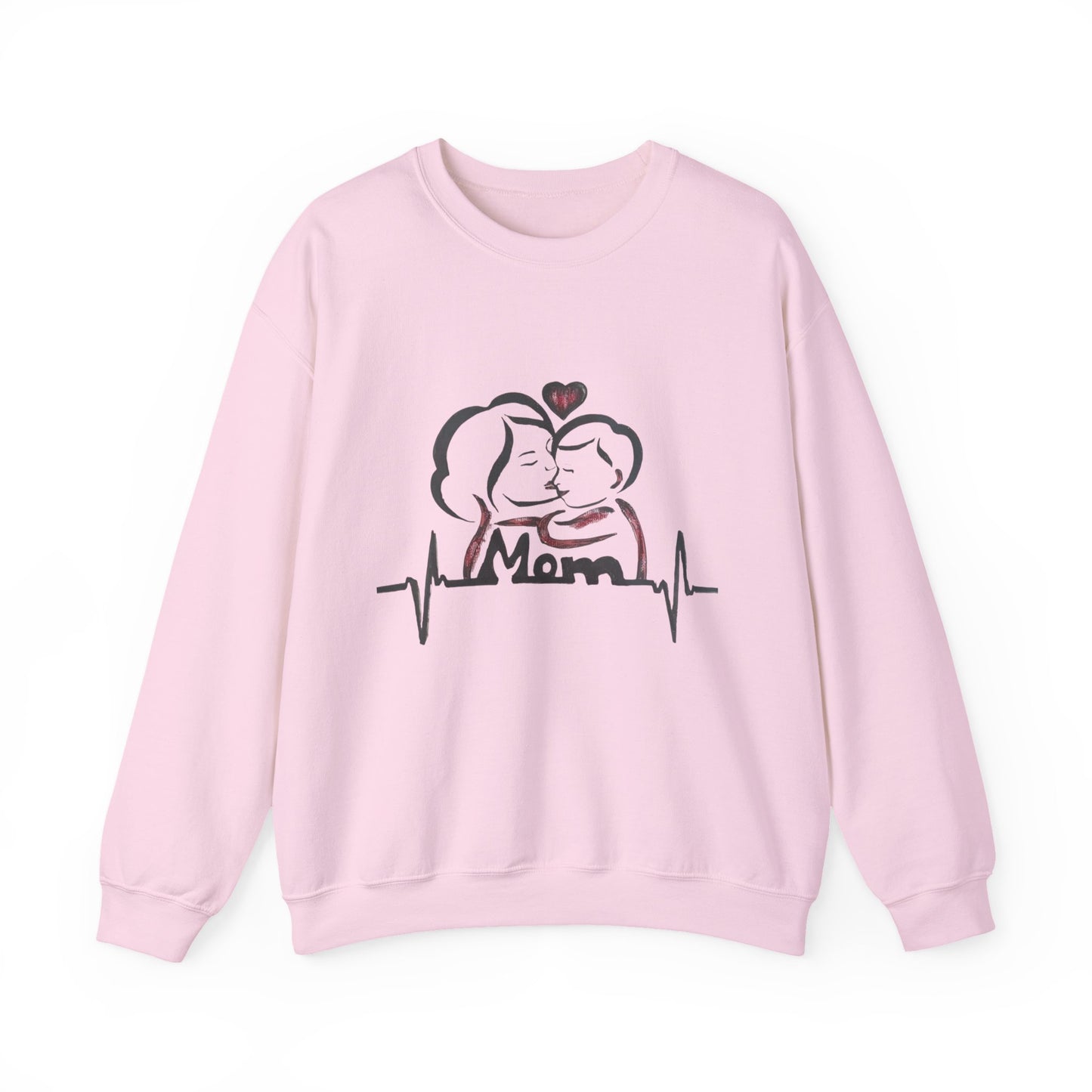 Heartfelt Mom Sweatshirt, Cozy Unisex Crewneck, Mother's Day Gift, Family Love Apparel, Heartbeat Design