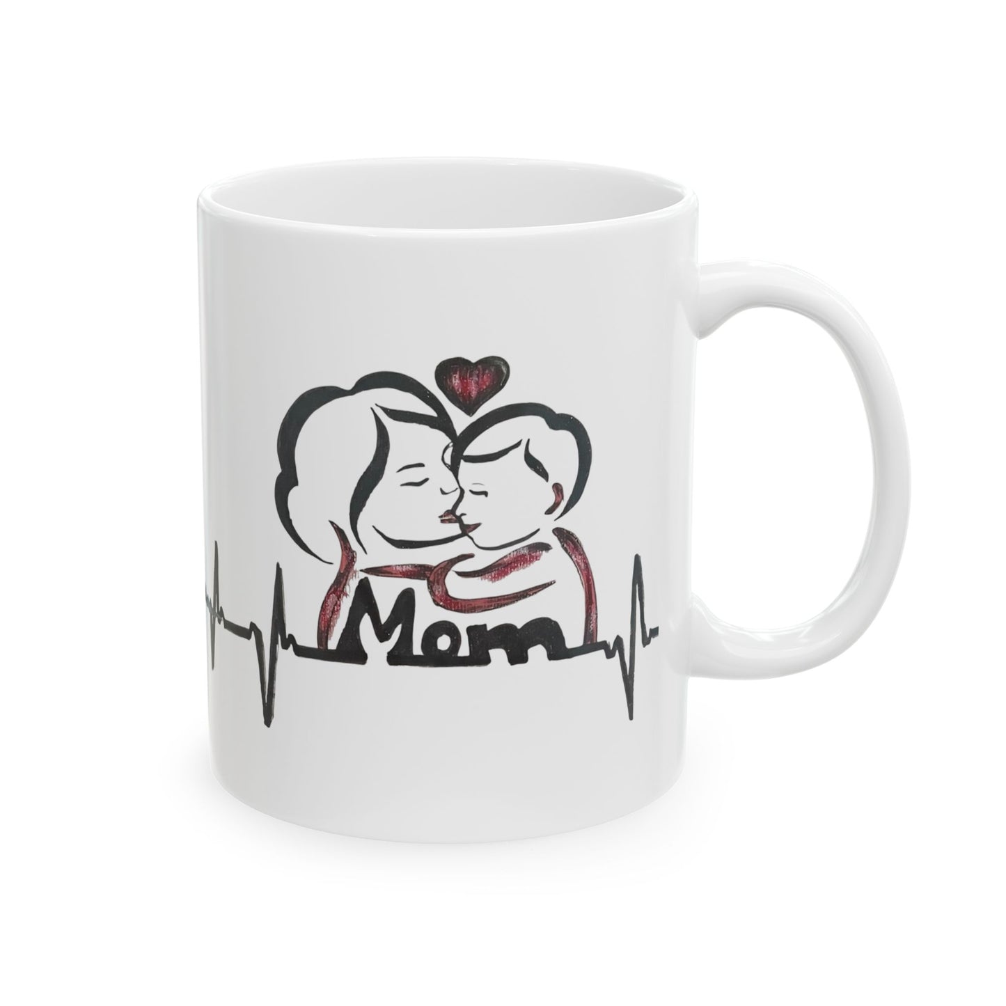 Heartbeat Love Ceramic Mug - Perfect Gift for Couples, Coffee Lovers, Valentine's Day, Anniversaries, Personalized Drinkware