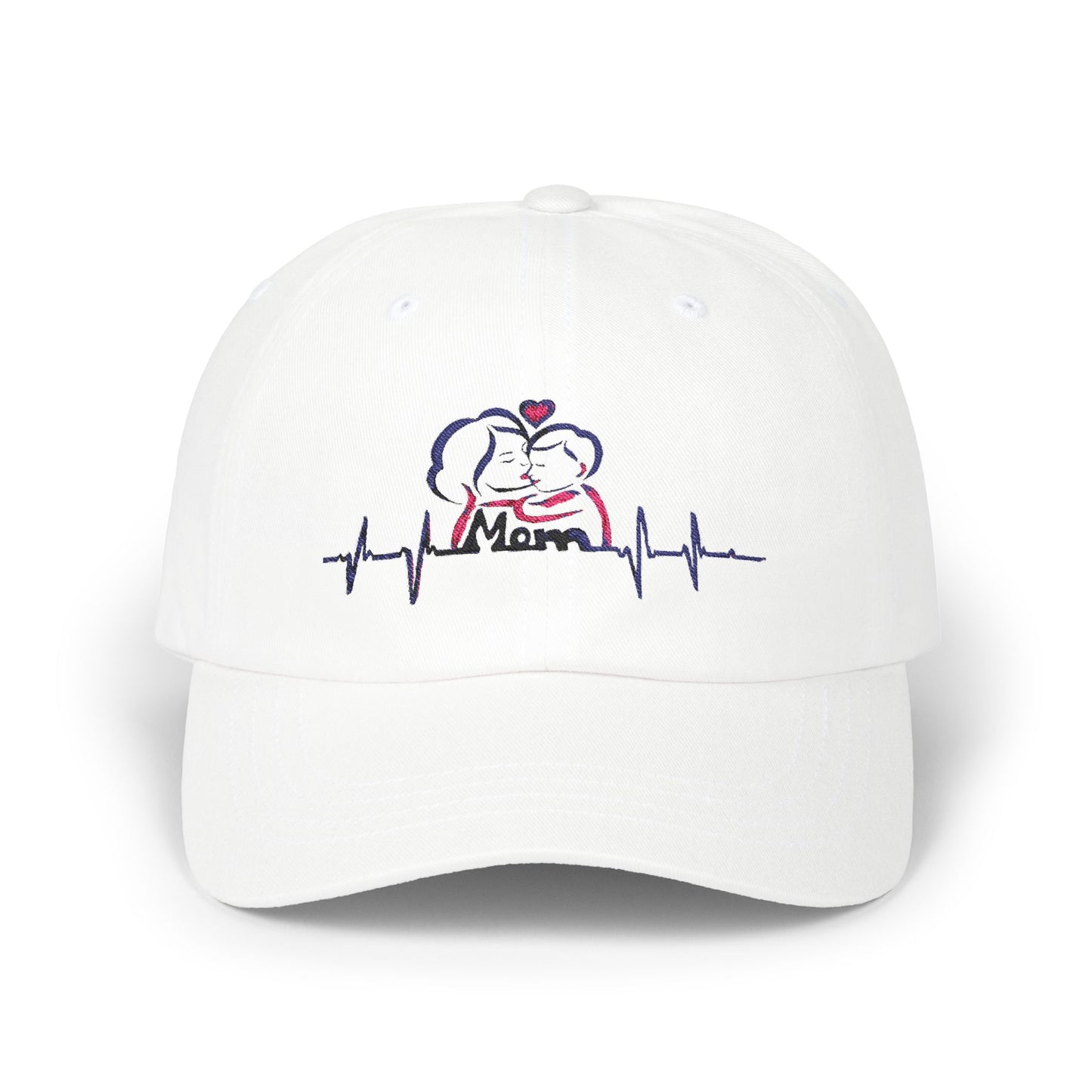 Embroidered Mom Heartbeat Classic Dad Cap | Gift for Parents, Casual Wear, Mom Gift, Family Hat, Trendy Accessory