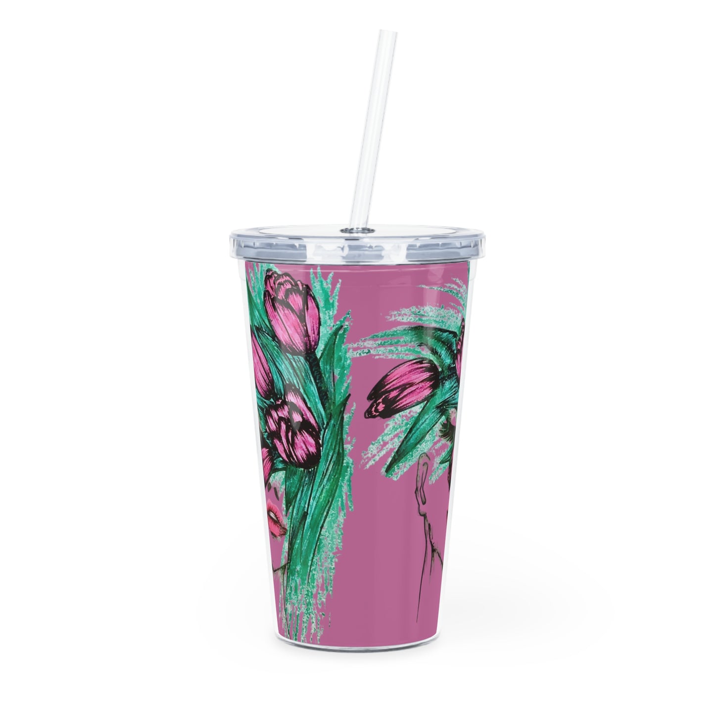 Plastic Tumbler with Straw