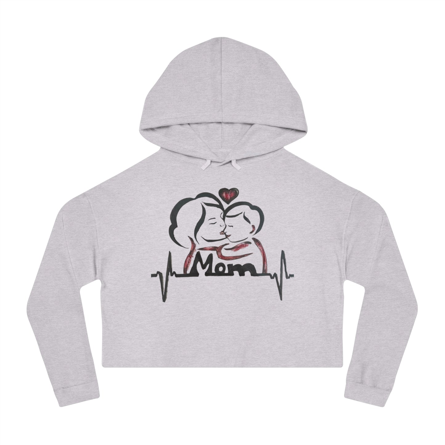 Mommy & Me Cropped Sweatshirt, Cozy Gift for Moms, Mother's Day Apparel, Heartbeat Design, Cute Weekend Wear