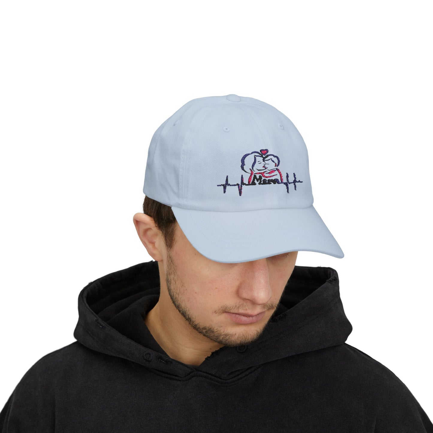 Embroidered Mom Heartbeat Classic Dad Cap | Gift for Parents, Casual Wear, Mom Gift, Family Hat, Trendy Accessory