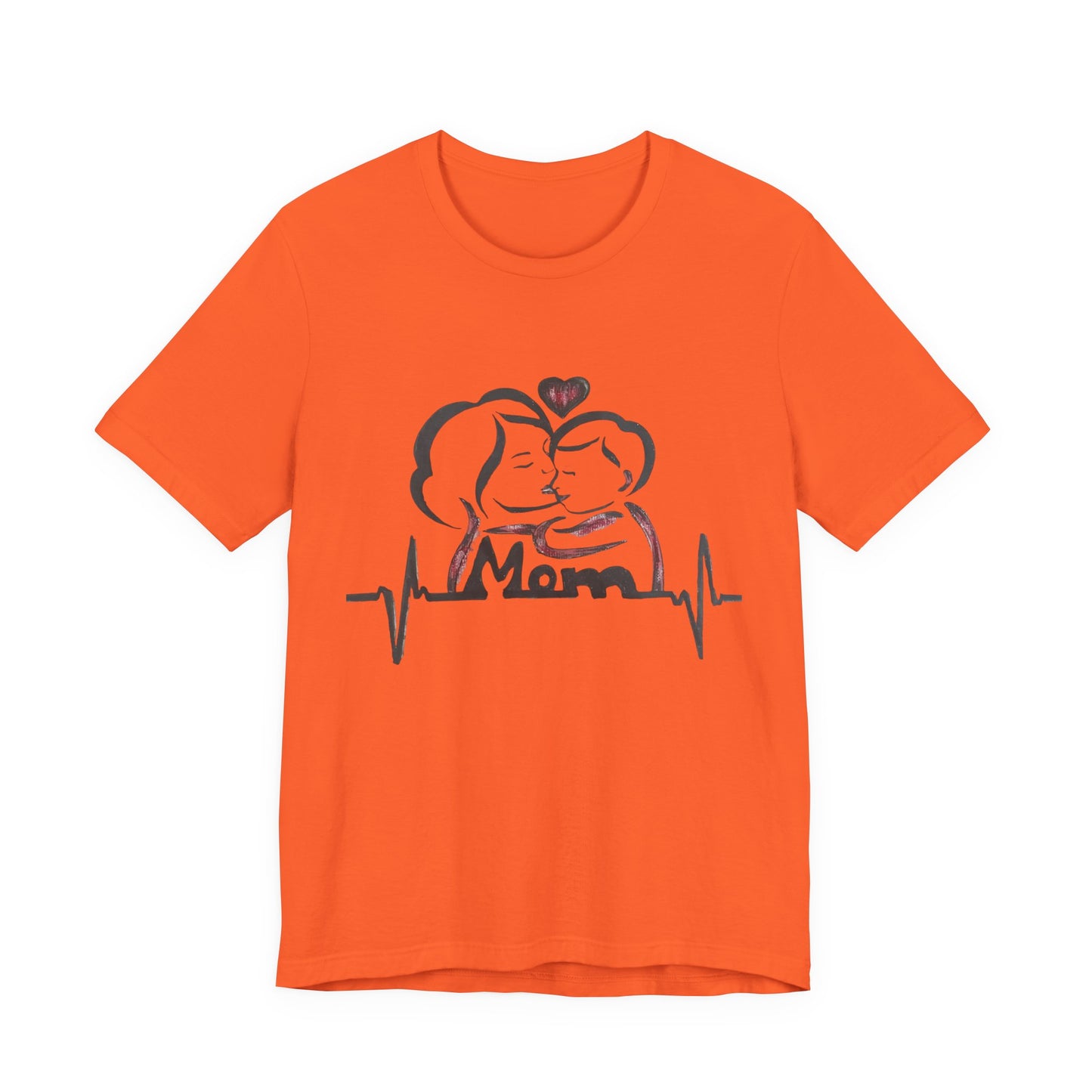 Heartfelt Mom Jersey Tee, Gift for Mother's Day, Family Love Shirt, Soft Casual Wear, Heartbeat Design
