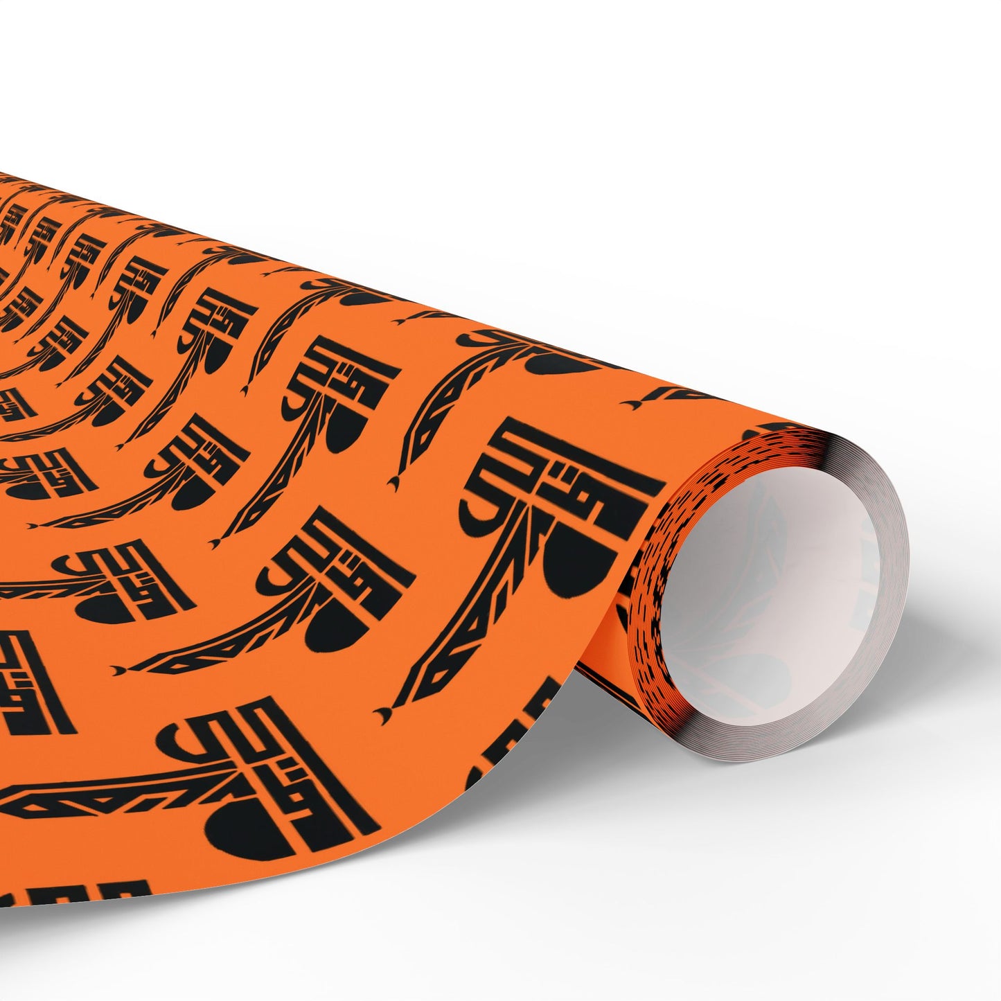 Festive Halloween Wrapping Paper | Orange Design with Black Symbols