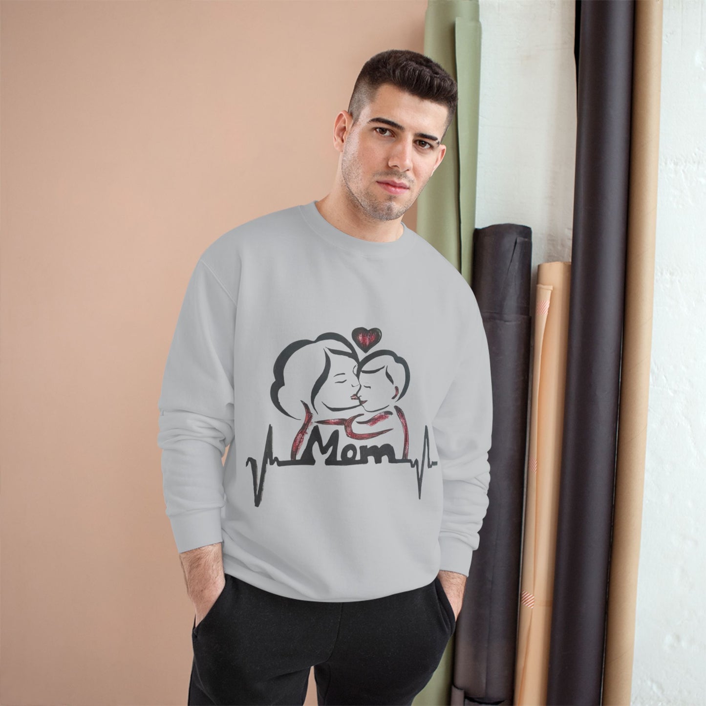Mom Love Sweatshirt - Perfect Gift for Moms, Cozy Crewneck, Valentines, Mother's Day, Heartbeat Design