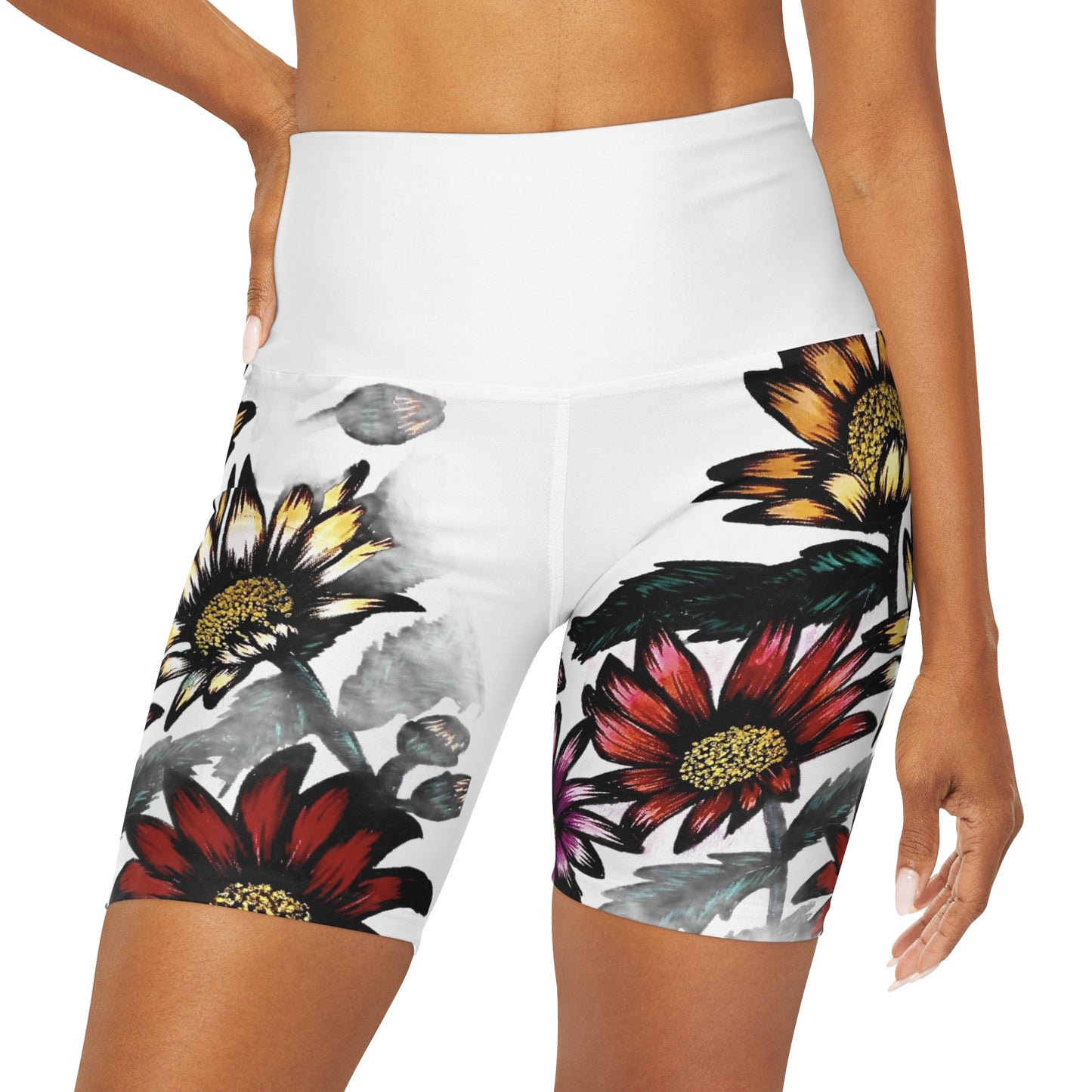 High Waisted Yoga Shorts (AOP)