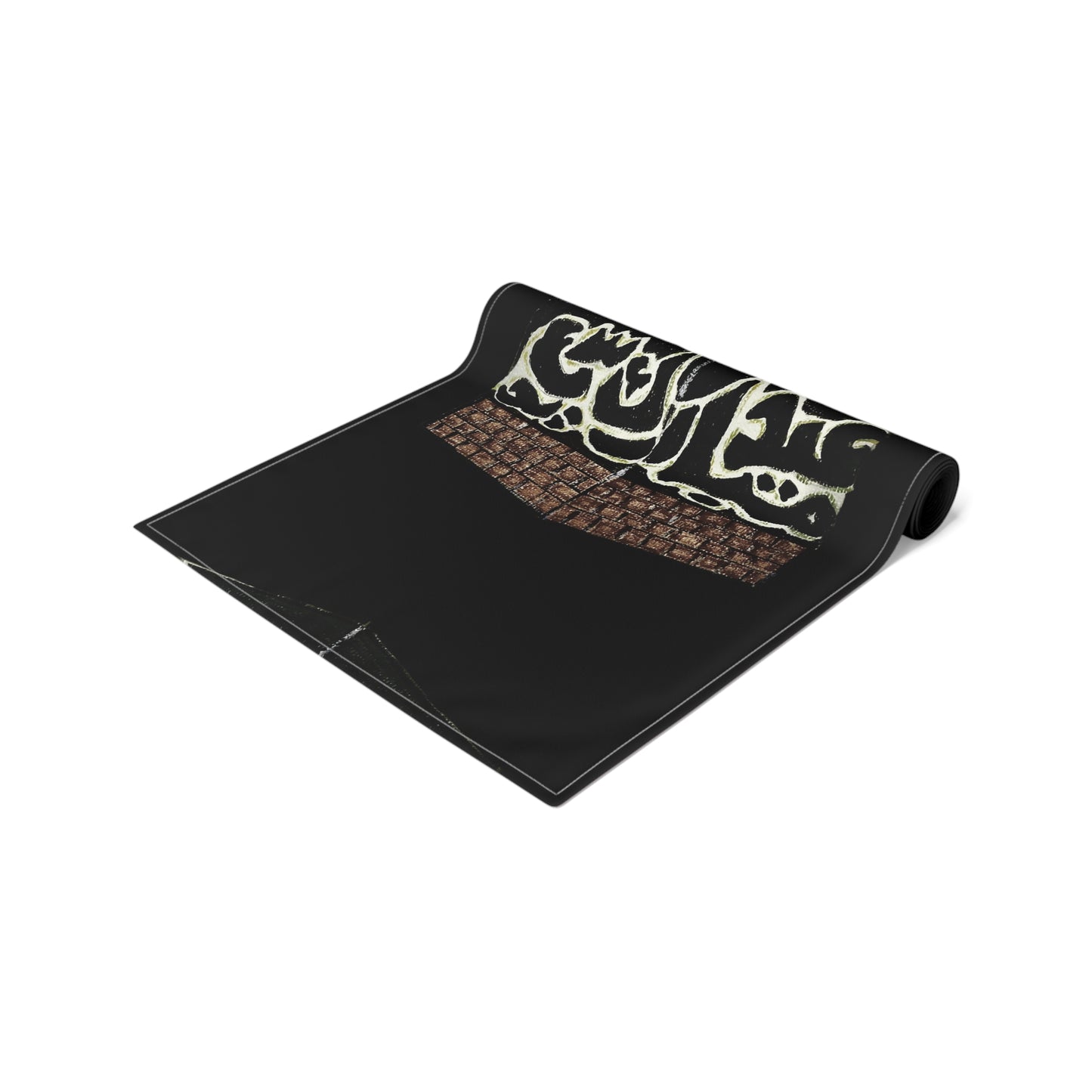 Elegant Islamic Table Runner for Home Decor - Black with Kaaba Design