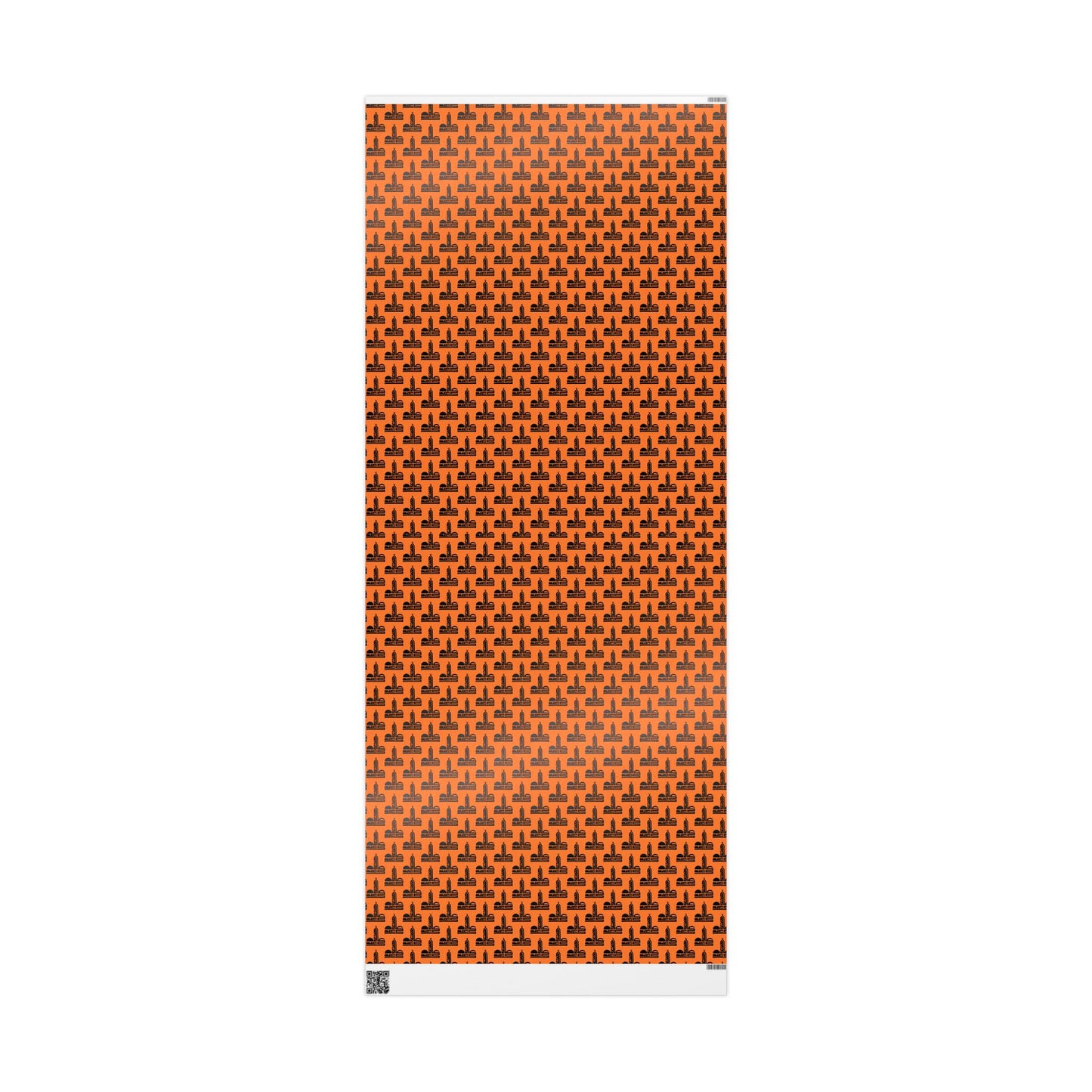 Festive Halloween Wrapping Paper | Orange Design with Black Symbols