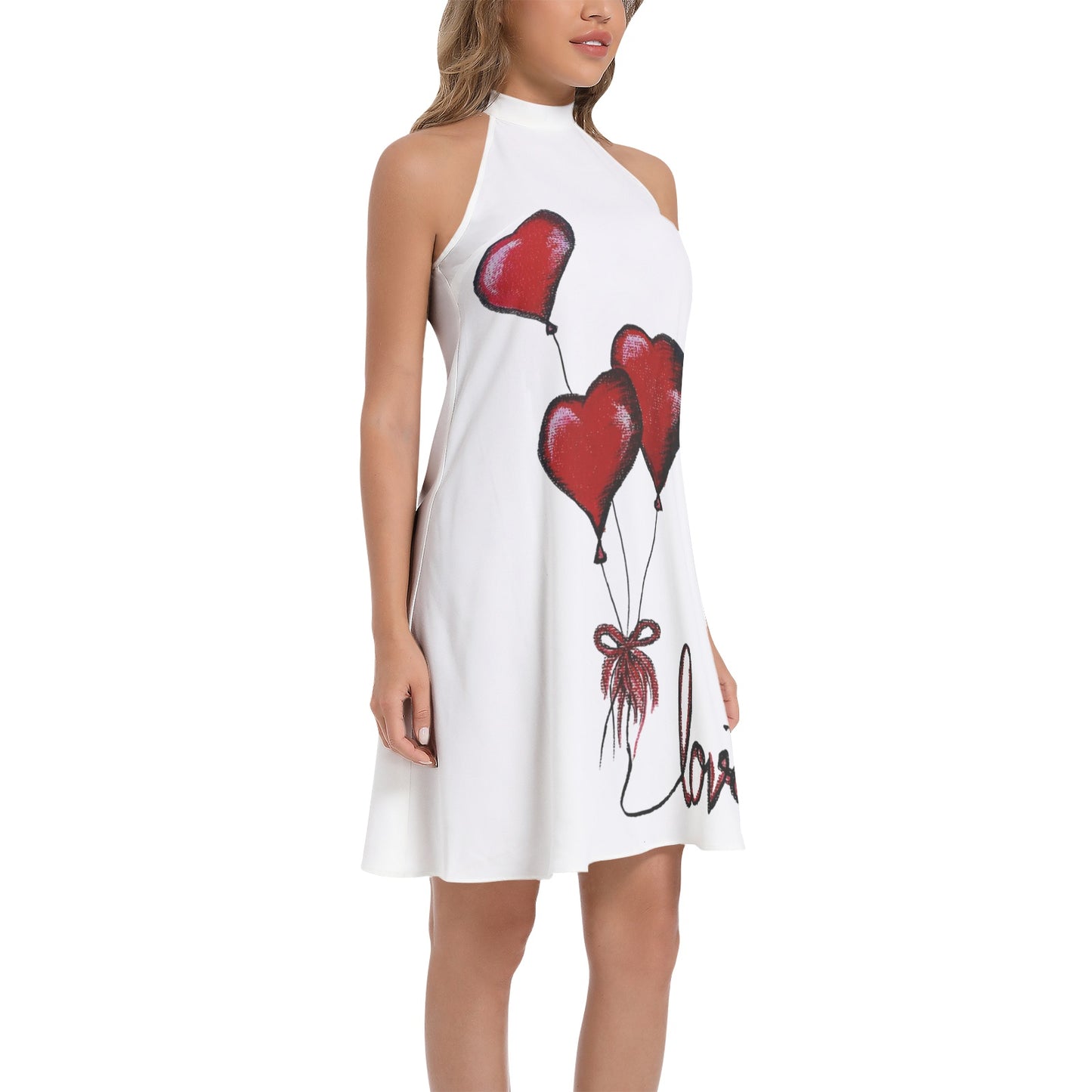 Tie Back Halter Neck Flared Dress