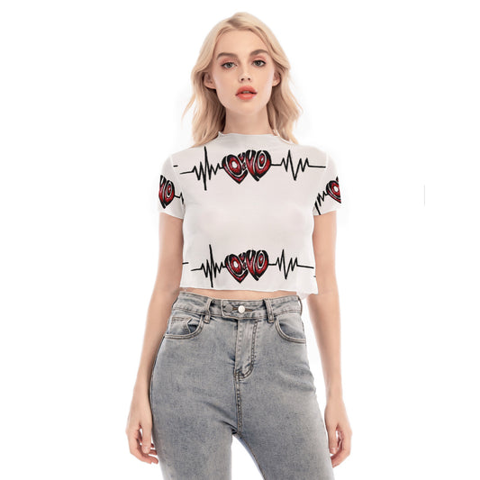 All-Over Print Women's Short Sleeves Mesh Crop Top