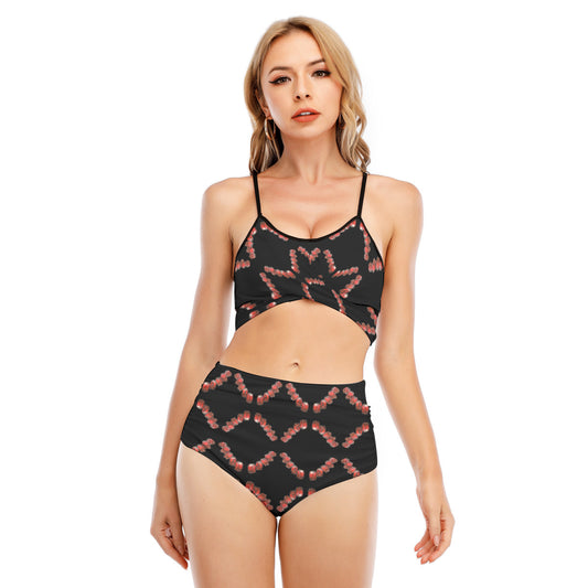 All-Over Print Women's Bikini Swimsuit With Cross Straps
