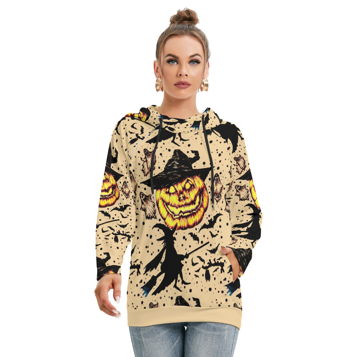 All-Over Print Women's Hoodie With Double Hood