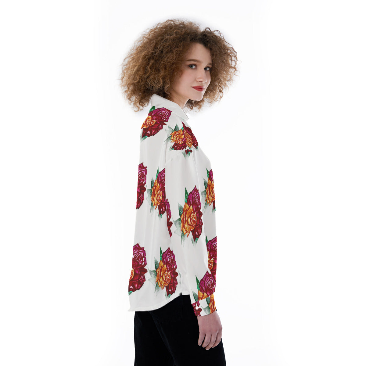 All-Over Print Women's Satin Shirt