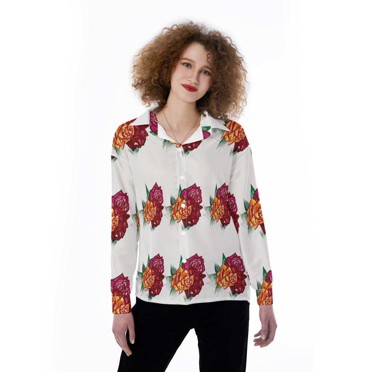 All-Over Print Women's Satin Shirt