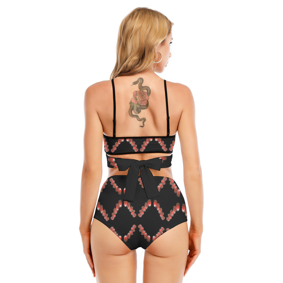 All-Over Print Women's Bikini Swimsuit With Cross Straps