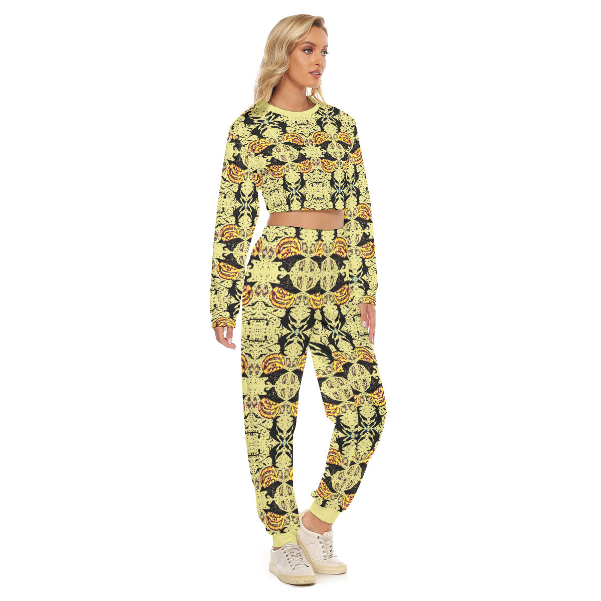All-Over Print Women's Crop Sweatshirt Suit