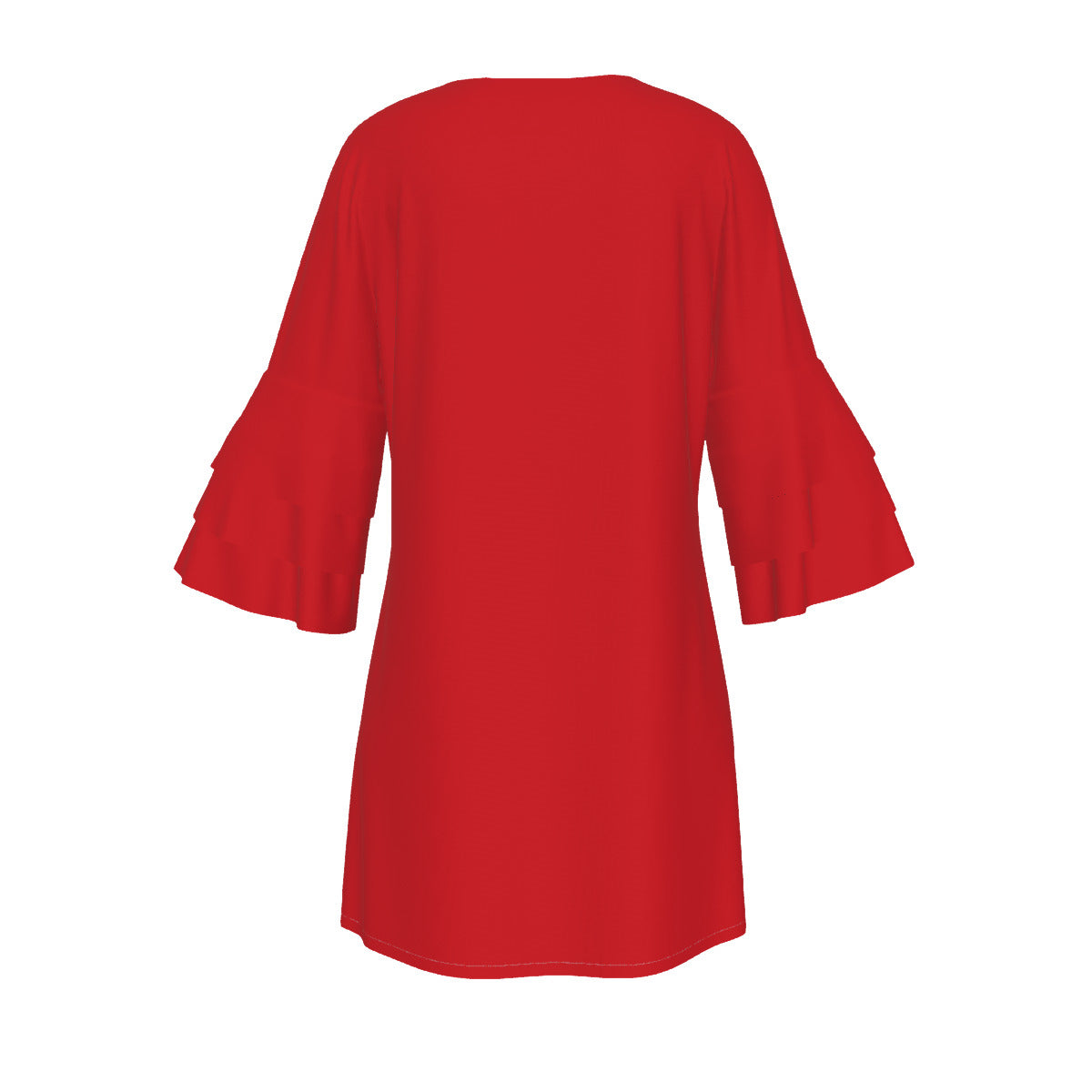 All-Over Print Women's Stacked Ruffle Sleeve Dress