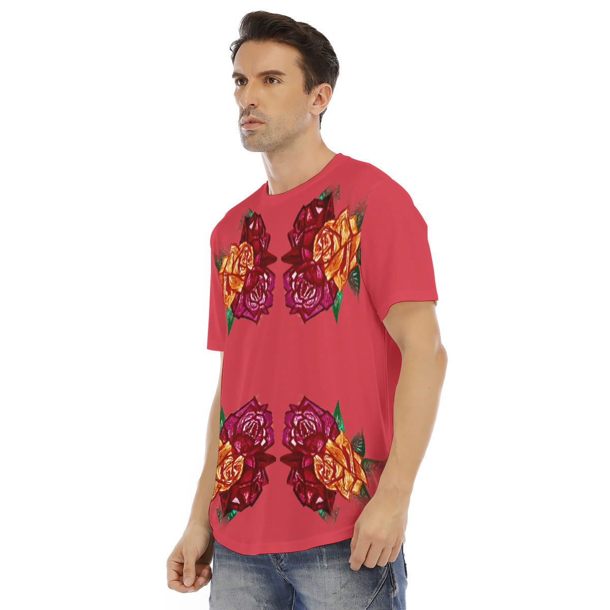 All-Over Print Men's Short Sleeve Rounded Hem T-shirt