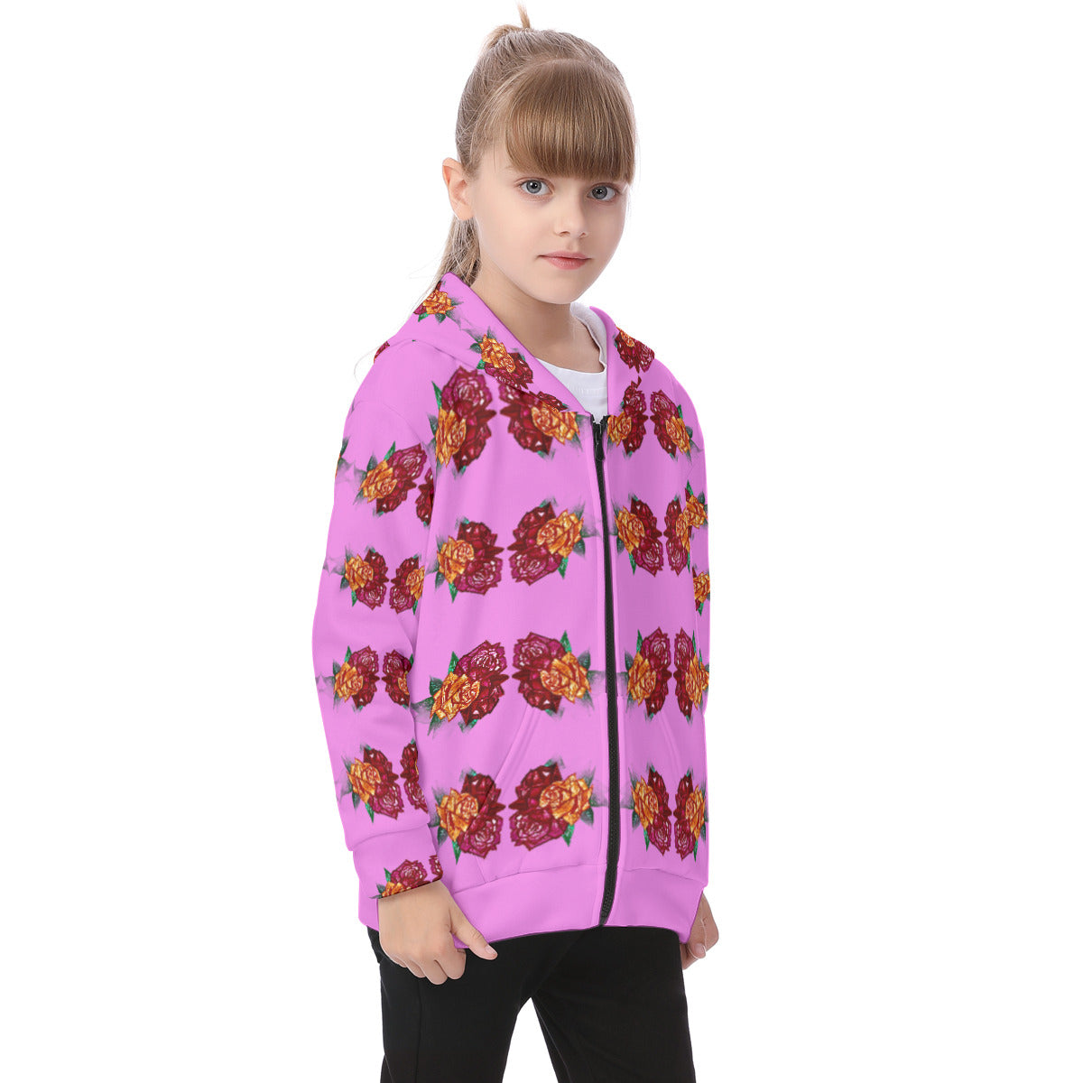 All-Over Print Kid's Heavy Fleece Zip Up Hoodie