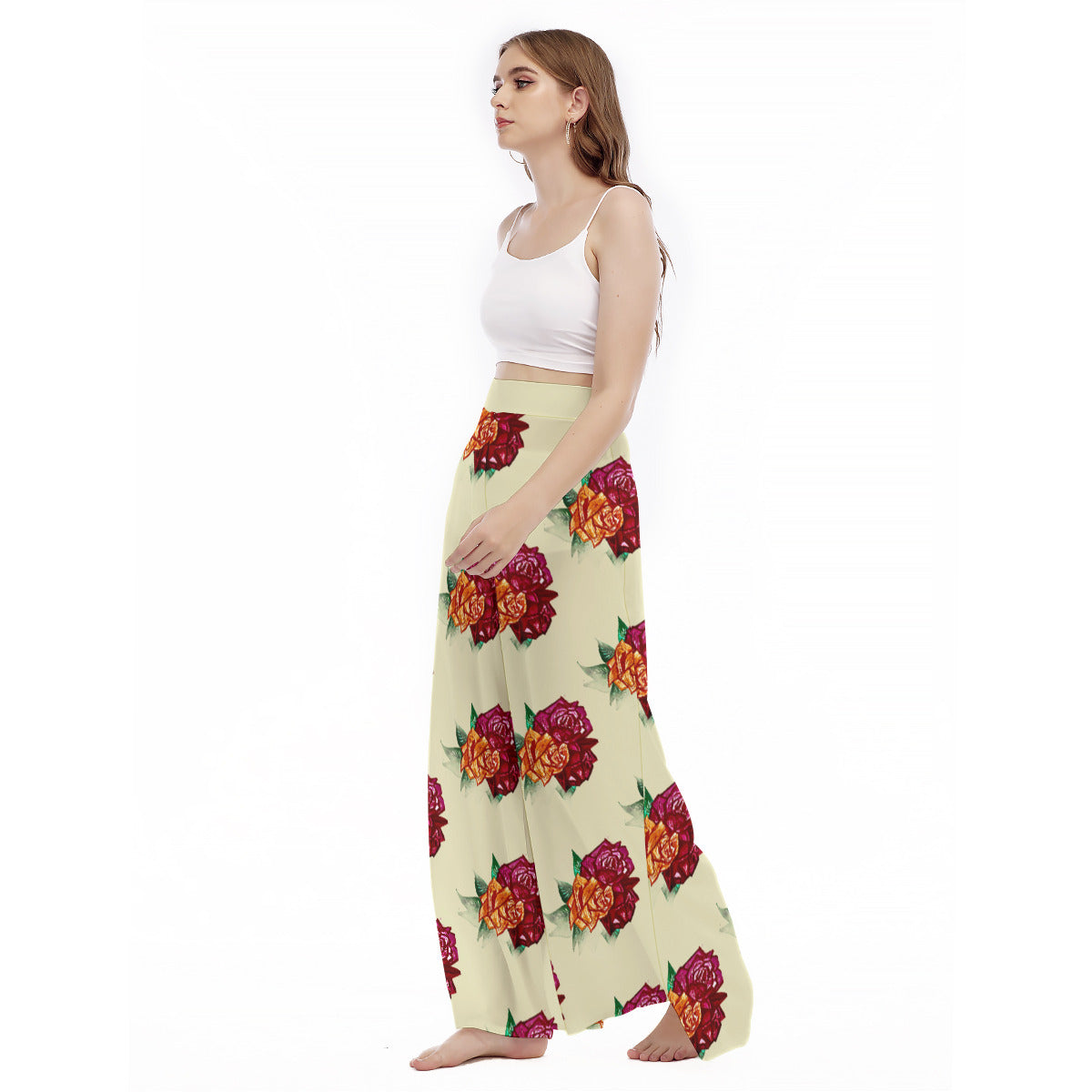All-Over Print Women's High Waist Wide Leg Trousers