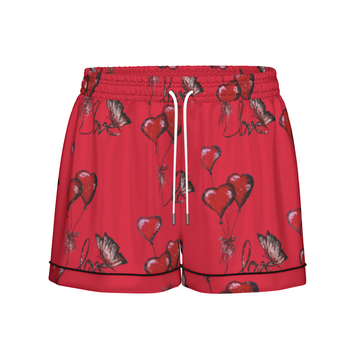 All-Over Print Women's Imitation Silk Pajama Set With Short Sleeve