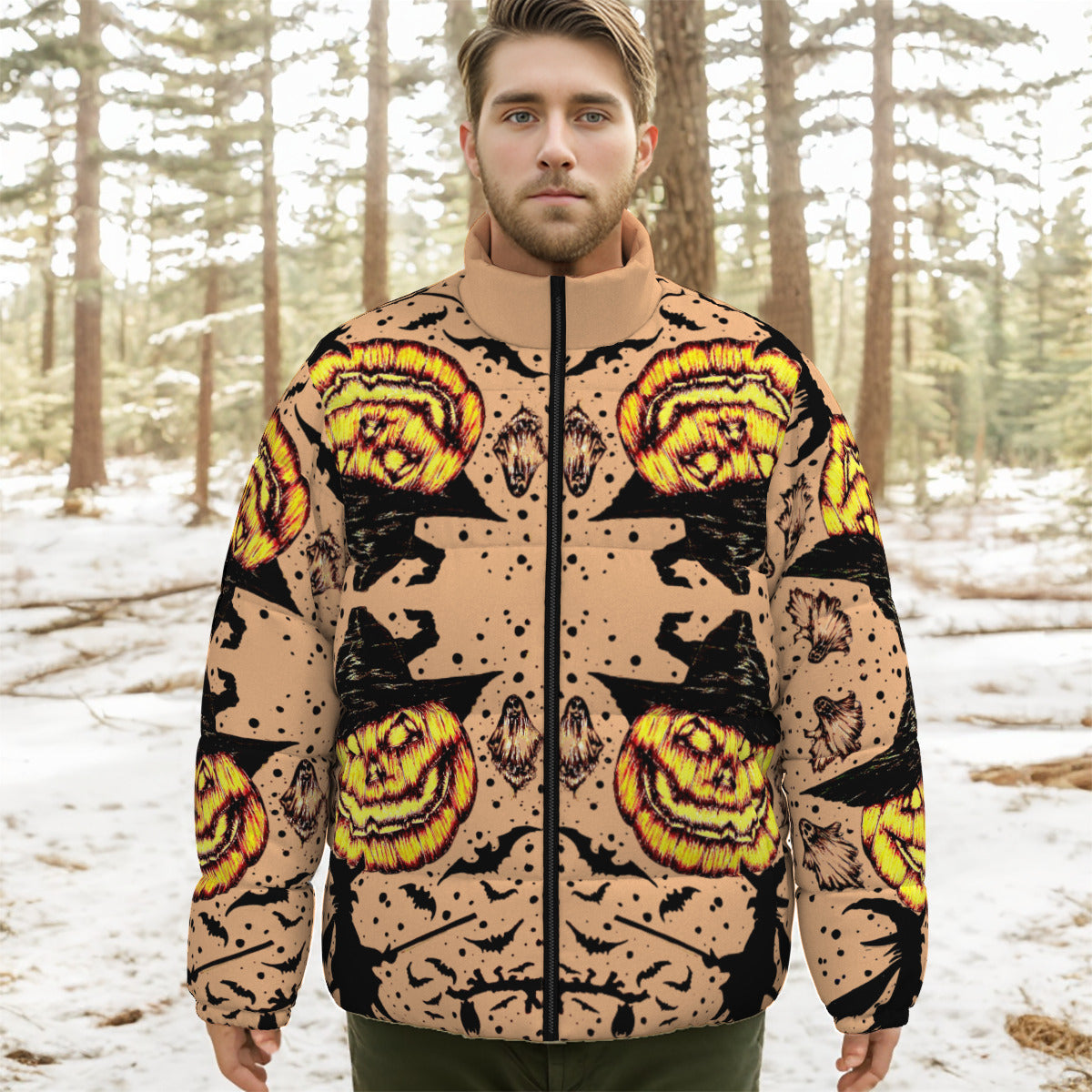 All-Over Print Unisex Stand-up Collar Down Jacket