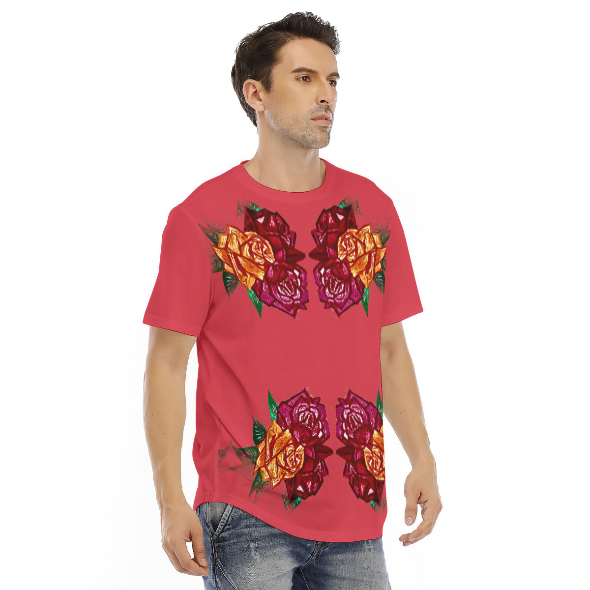 All-Over Print Men's Short Sleeve Rounded Hem T-shirt